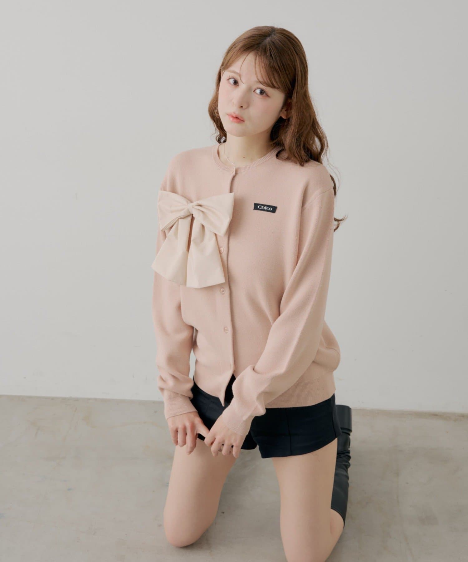 Chico(チコ) 【セットアップ対応】リボンルーズカーディガン