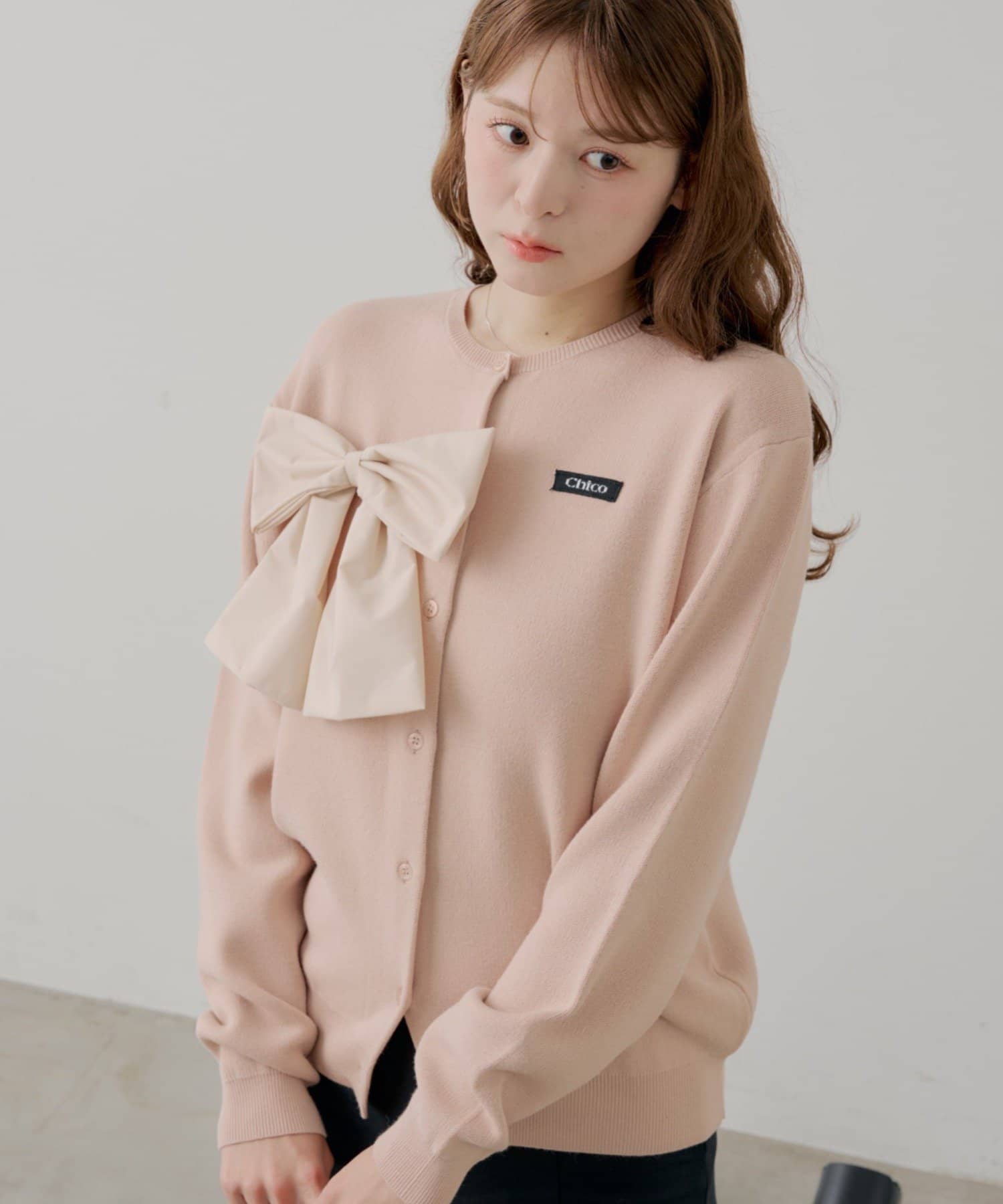 Chico(チコ) 【セットアップ対応】リボンルーズカーディガン