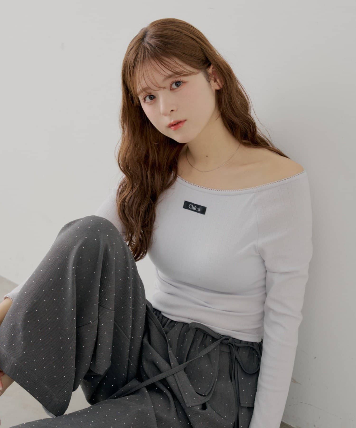 Chico(チコ) パターンメッシュカップ付きレースコンパクトトップス