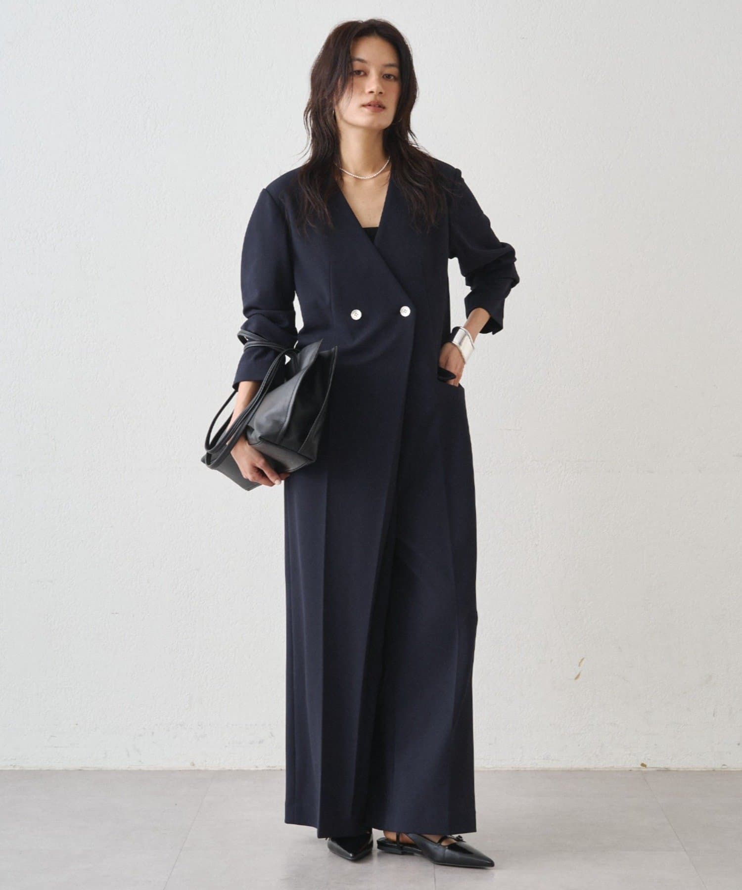 LOUNGEDRESS(ラウンジドレス) 【Atelier N5/アトリエヌメロサンク】ノーカラーオールインワン