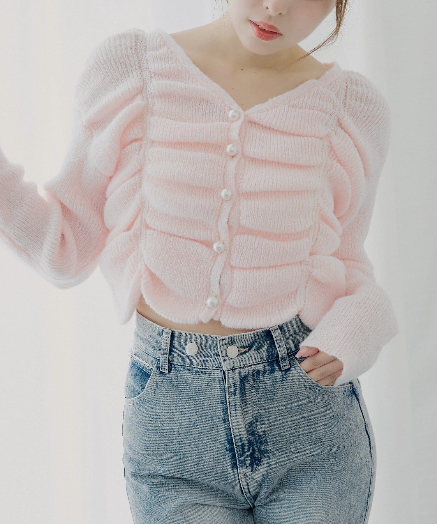 Chico(チコ) 【SALON by Chico】フロントギャザータックニットトップス