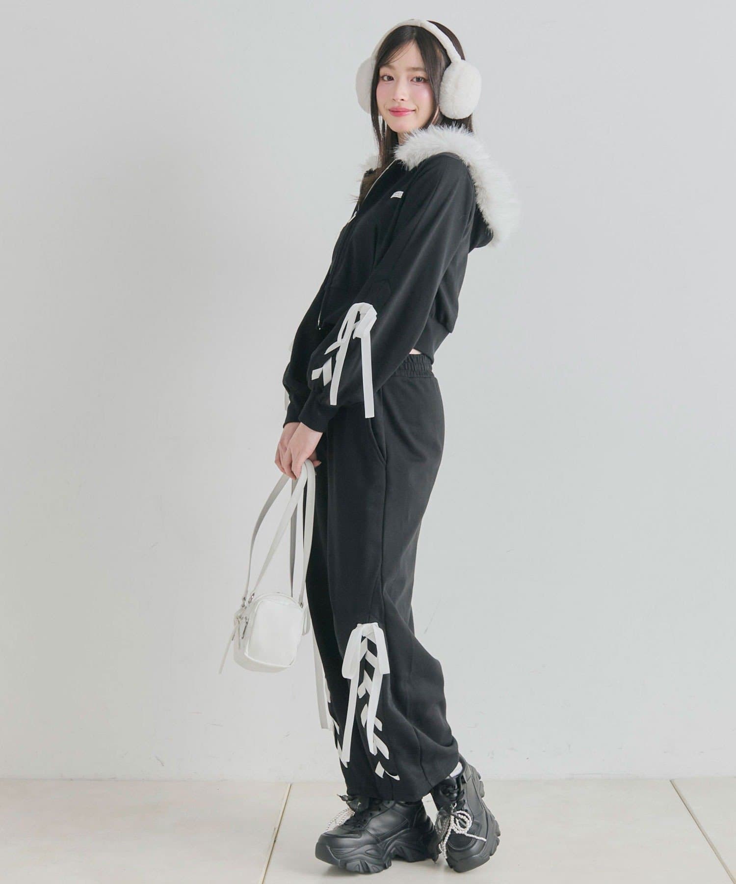 OLIVE des OLIVE(オリーブ デ オリーブ) レースアップジップパーカー