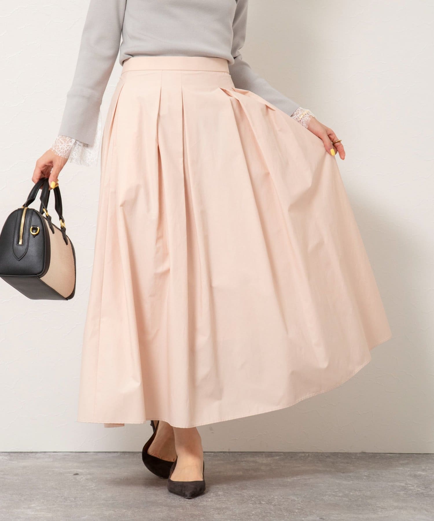 NOLLEY'S(ノーリーズ) ウォッシャブルタフタタックフレアロングスカート