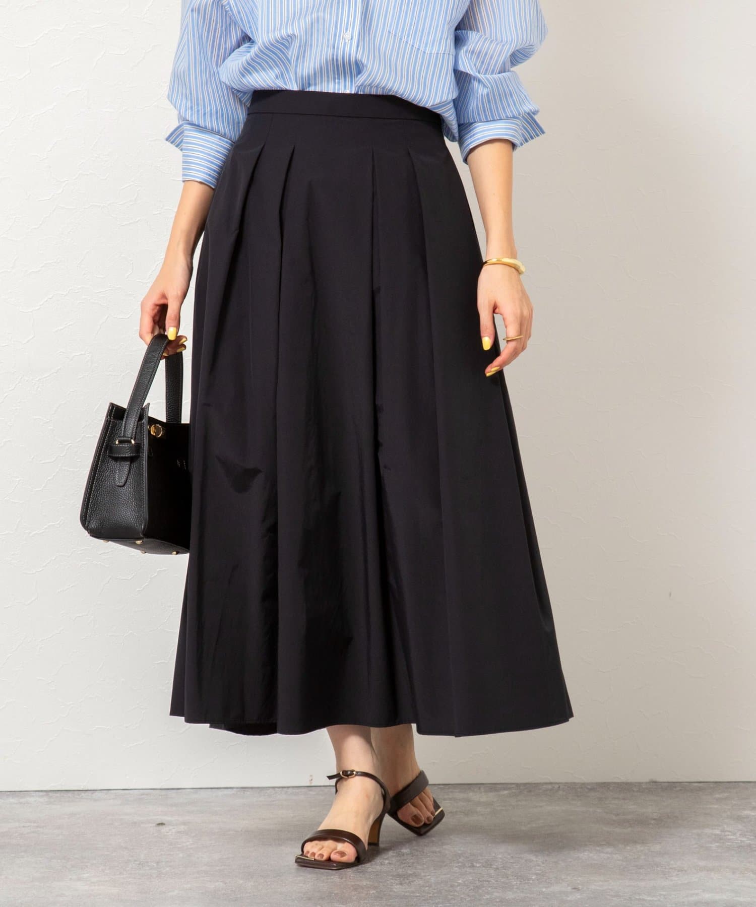 NOLLEY'S(ノーリーズ) ウォッシャブルタフタタックフレアロングスカート