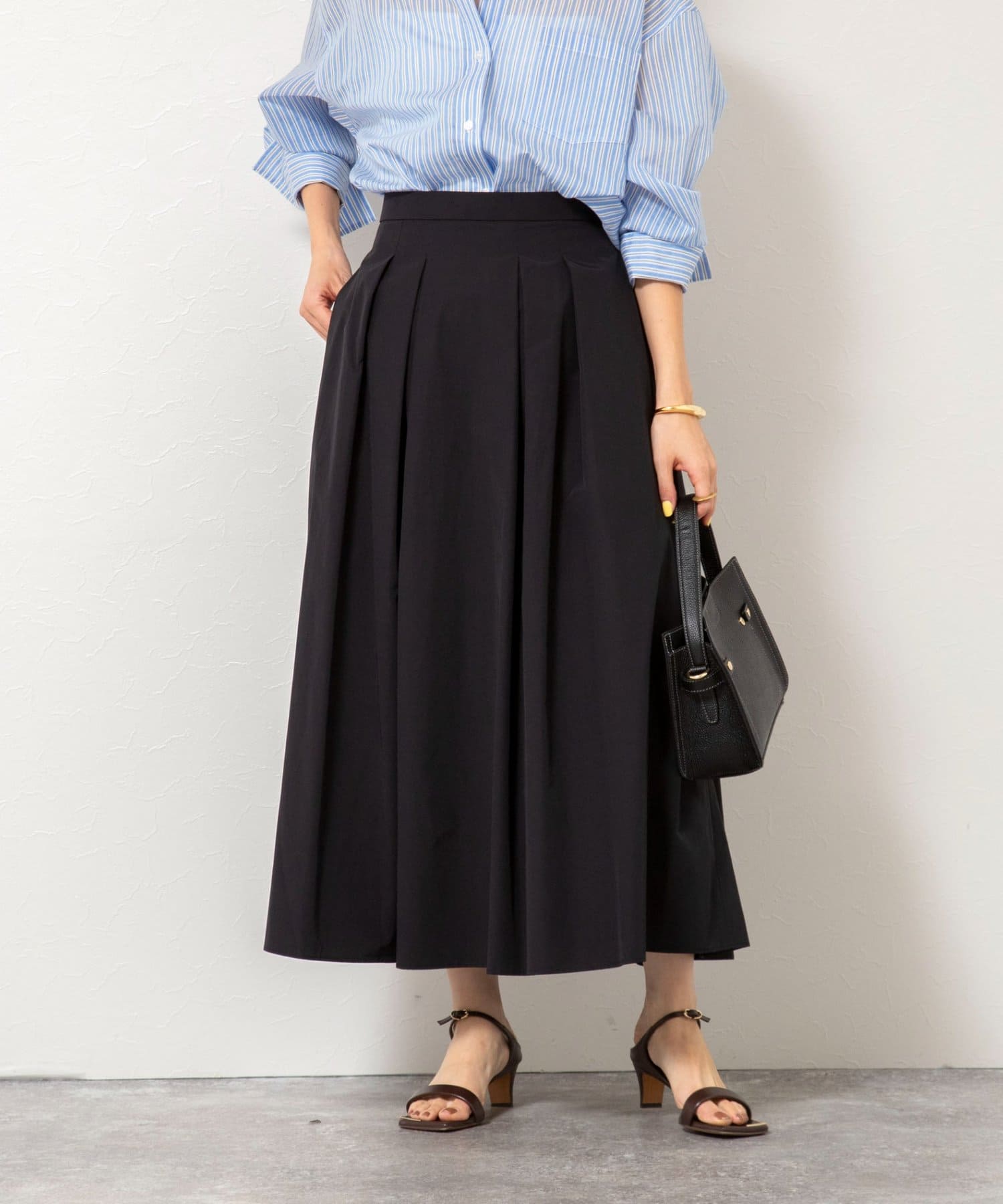 NOLLEY'S(ノーリーズ) ウォッシャブルタフタタックフレアロングスカート