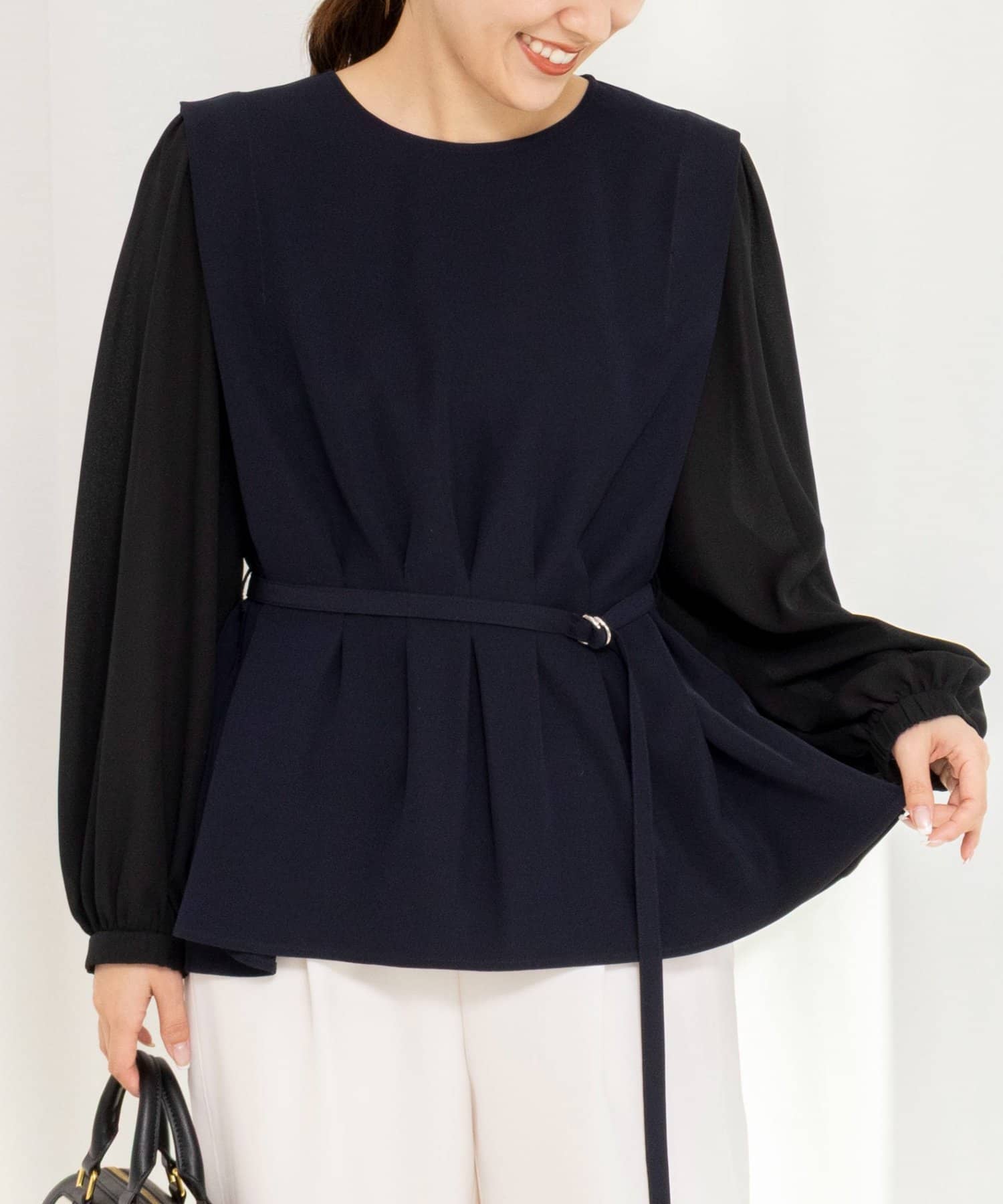 NOLLEY'S(ノーリーズ) 《セットアップ対応》ウォッシャブルダブルクロスブラウス