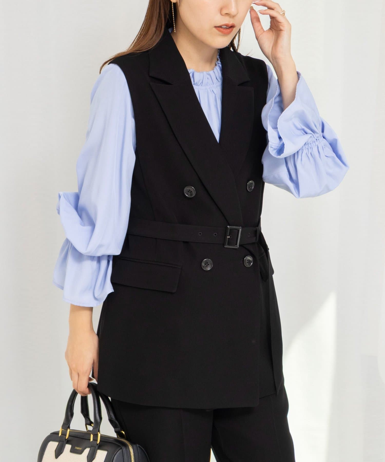 NOLLEY'S(ノーリーズ) 《セットアップ対応》ウォッシャブルダブルクロスジレ