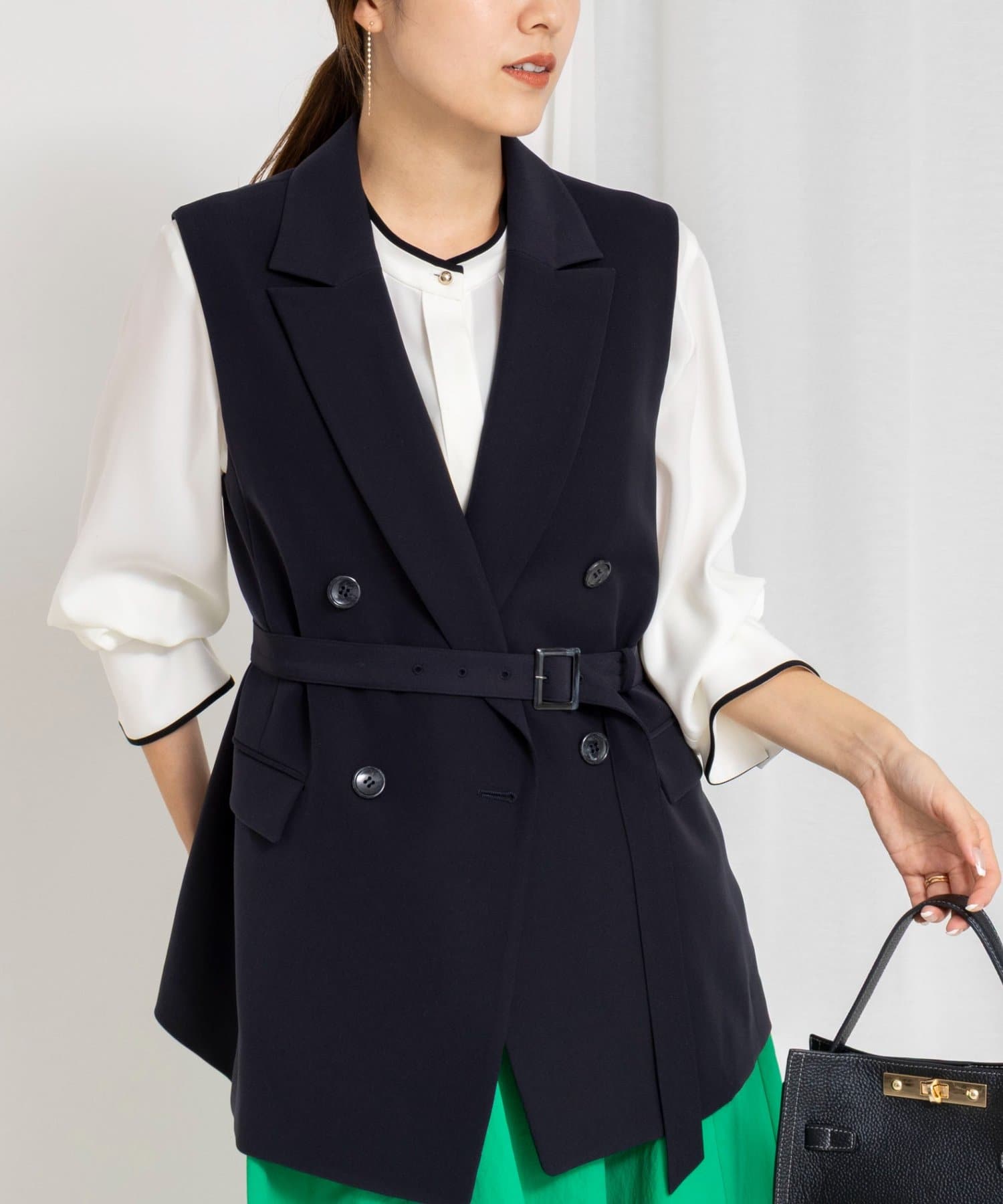 NOLLEY'S(ノーリーズ) 《セットアップ対応》ウォッシャブルダブルクロスジレ