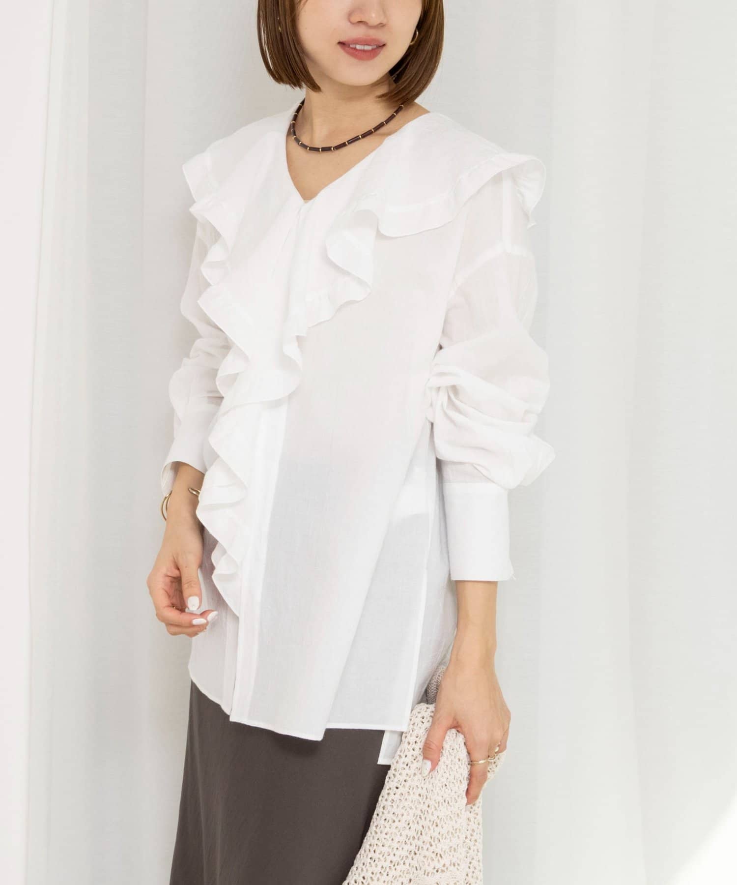 NOLLEY'S(ノーリーズ) ウォッシャブルラッフルカラーブラウス