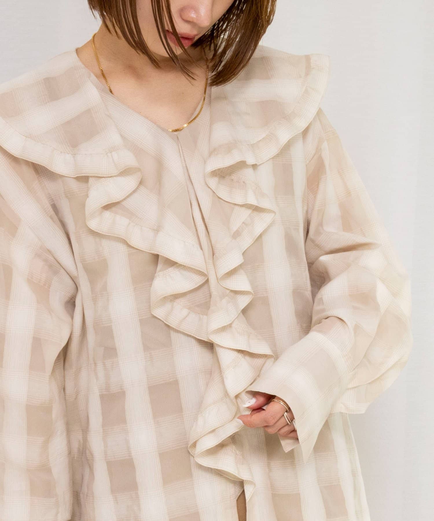 NOLLEY'S(ノーリーズ) ウォッシャブルラッフルカラーブラウス