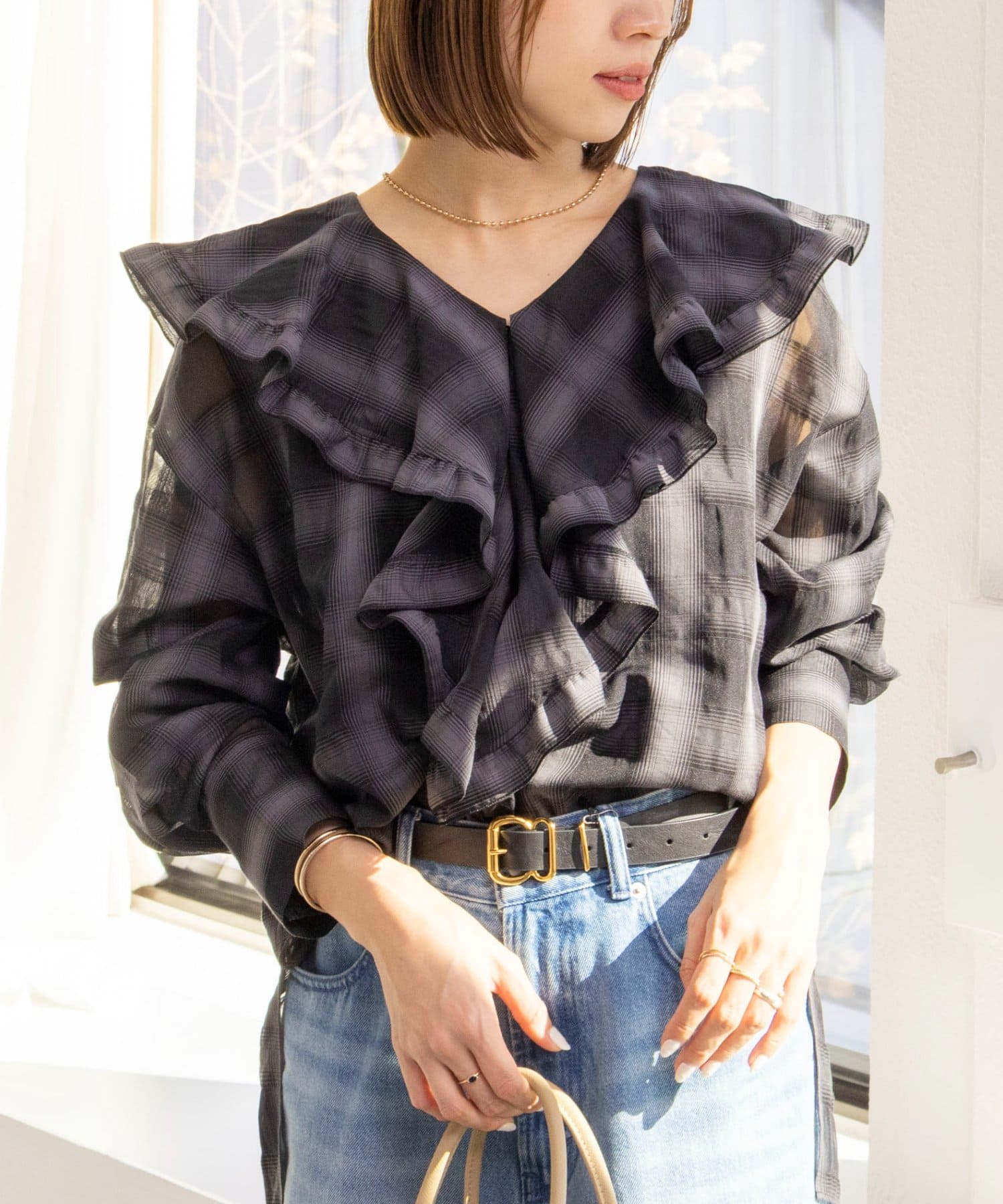 NOLLEY'S(ノーリーズ) ウォッシャブルラッフルカラーブラウス