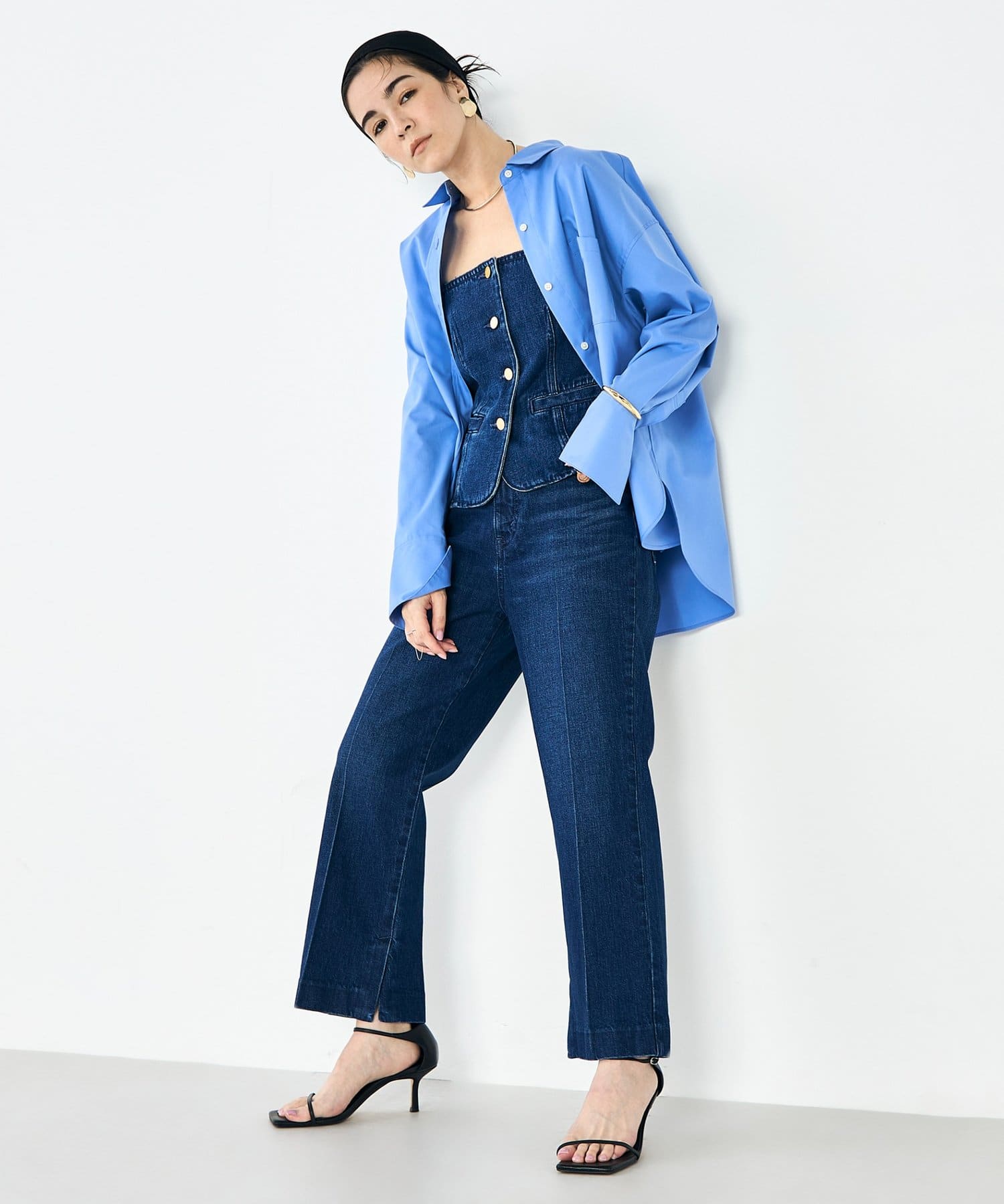 NOLLEY'S(ノーリーズ) 【RM denim】スリットクロップドセンタープレスデニム