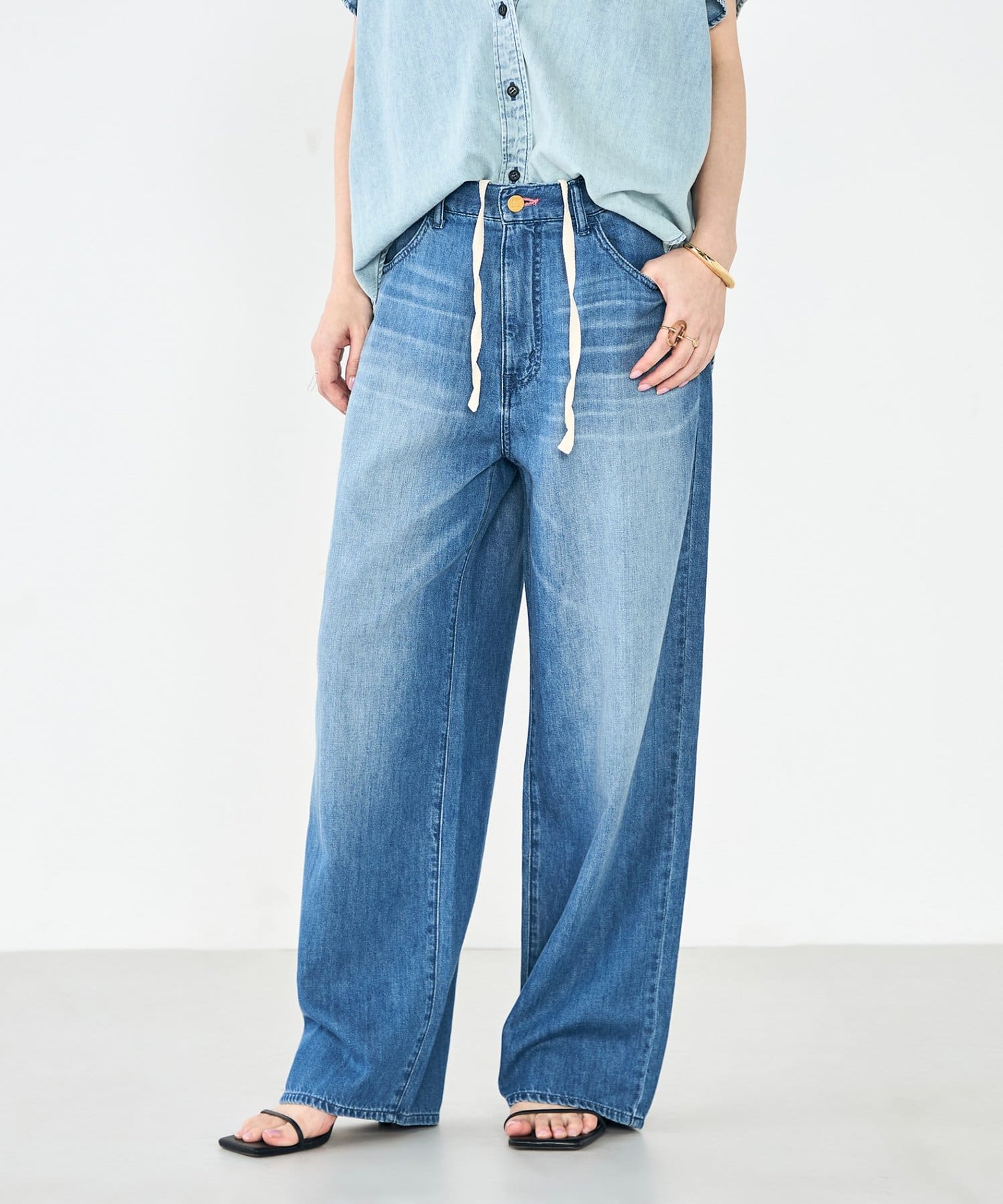 NOLLEY'S(ノーリーズ) 【RM denim】リネン混ひも付きリラックスパンツ