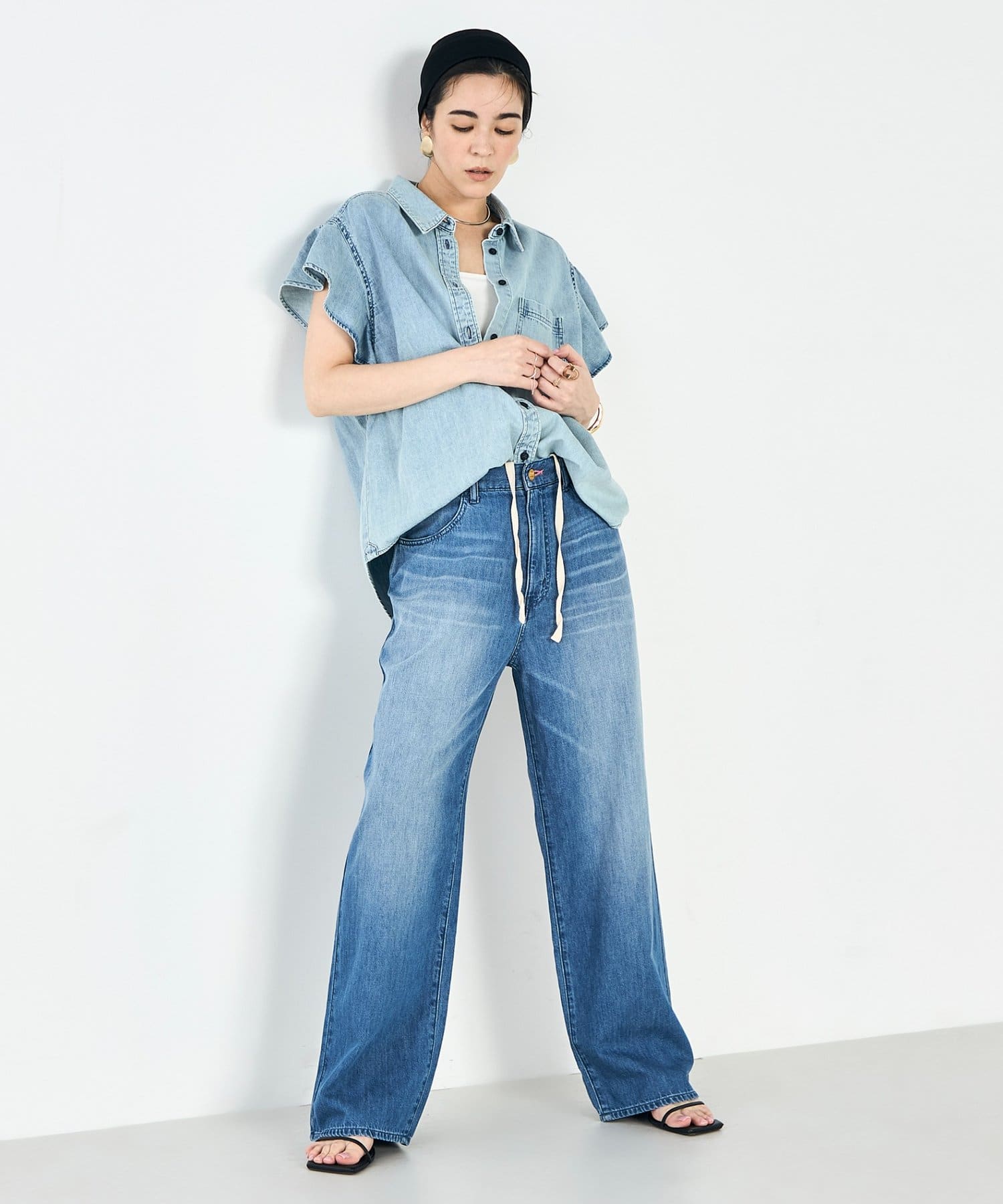 NOLLEY'S(ノーリーズ) 【RM denim】ラッフルスリーブデニムブラウス