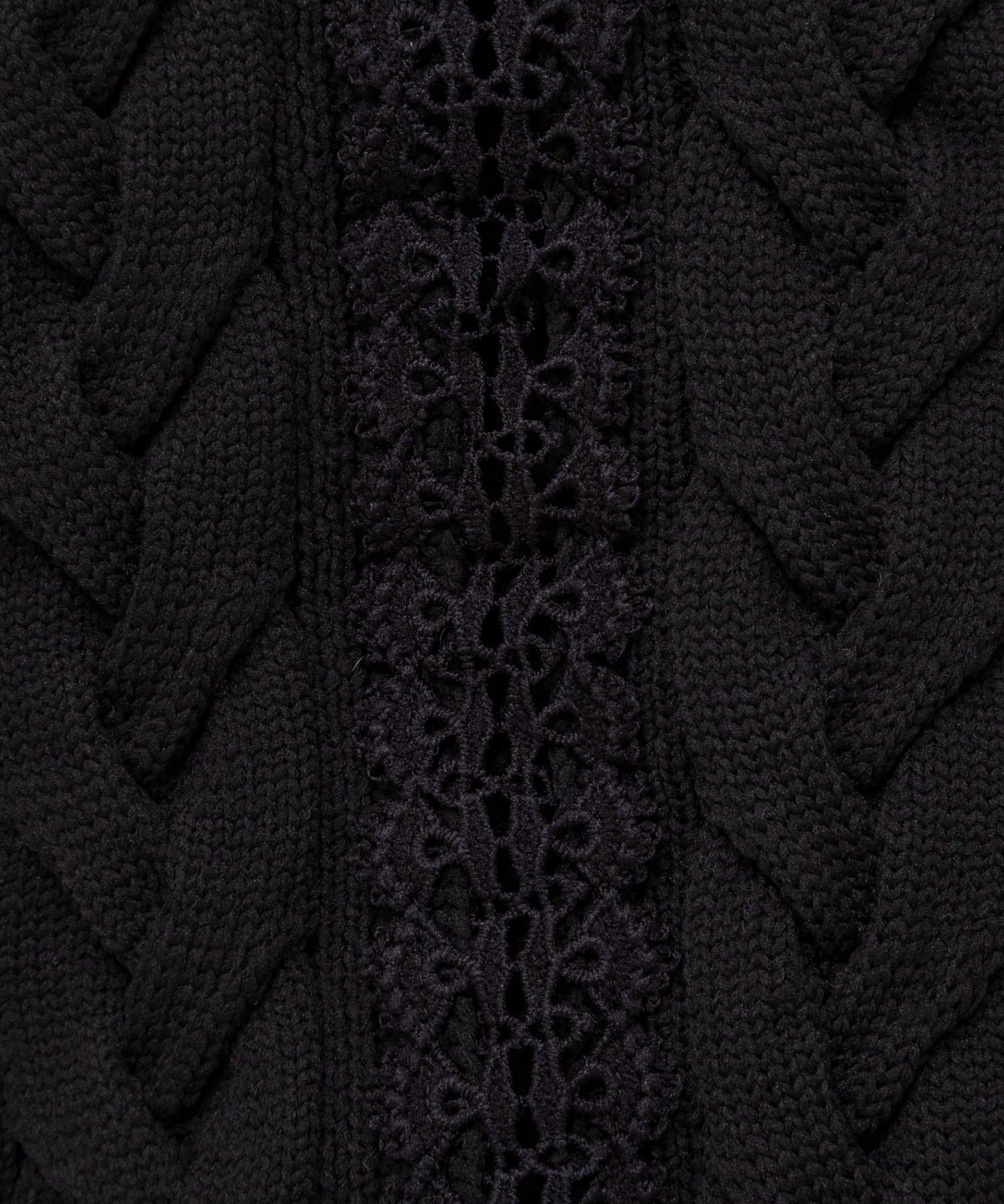 NOLLEY'S(ノーリーズ) 《手洗い可能》ケーブルレースVネックカーディガン