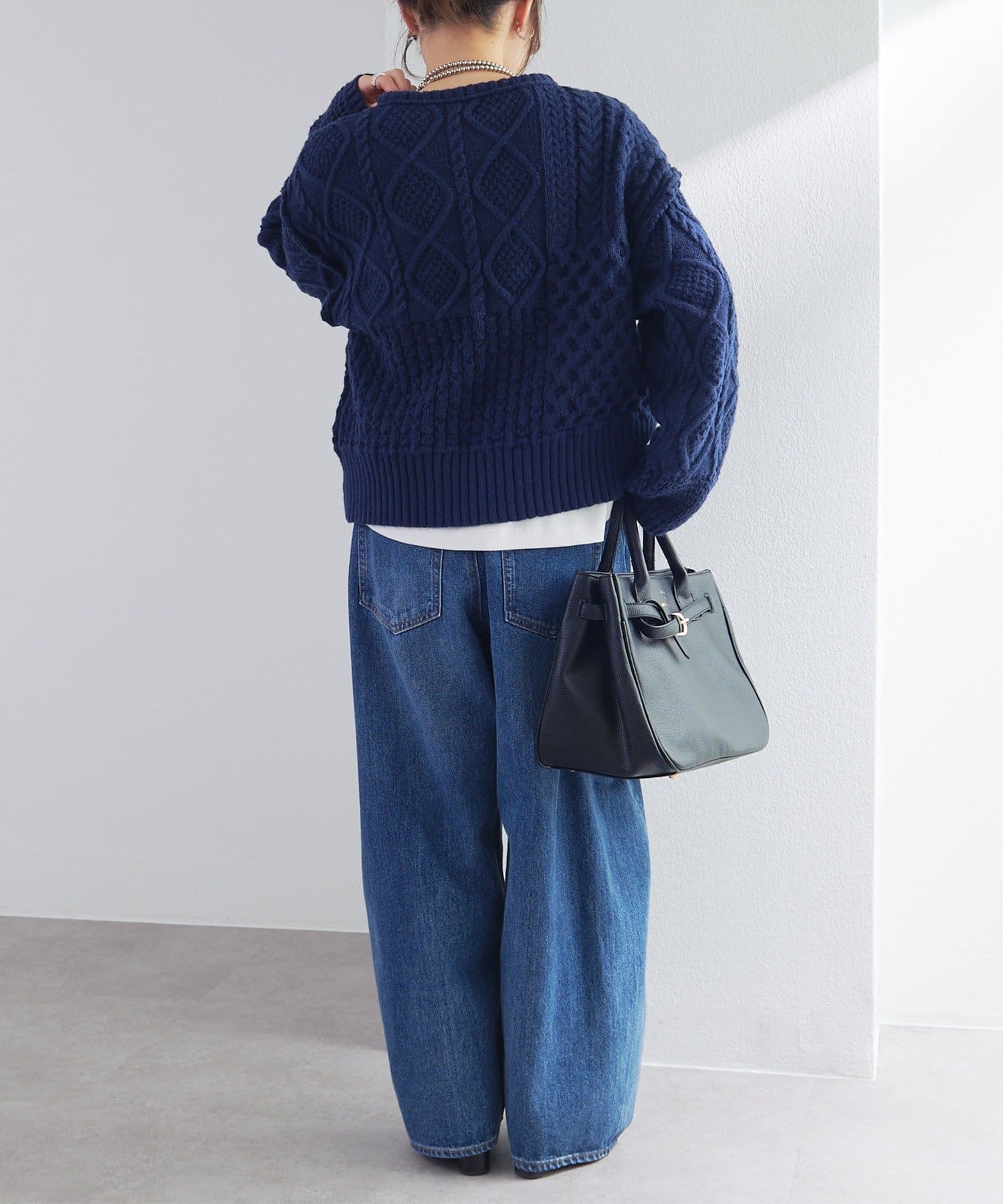 PUAL CE CIN(ピュアルセシン) ミックスケーブルニットプルオーバー