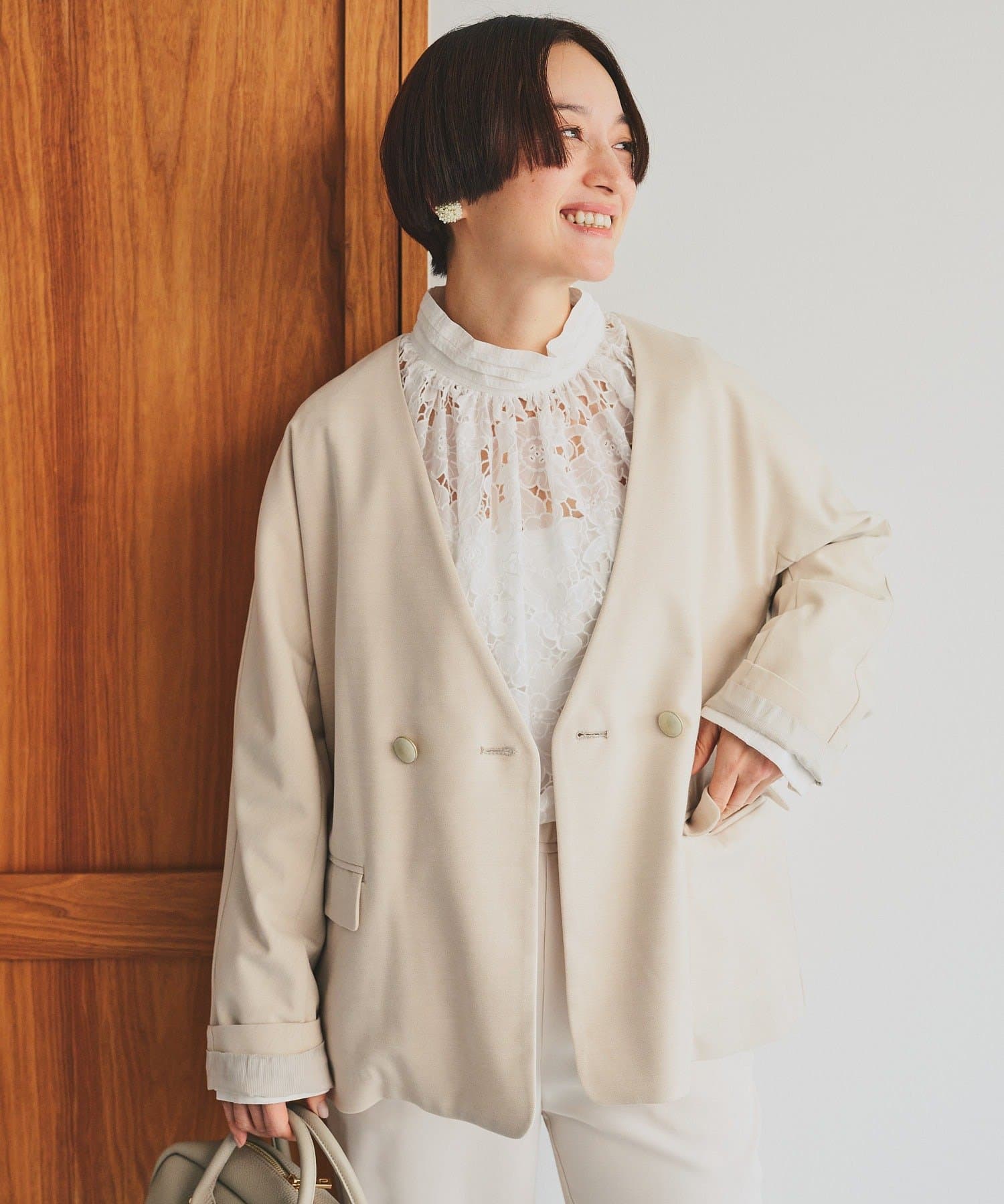 PUAL CE CIN(ピュアルセシン) ラペルレスジャケット