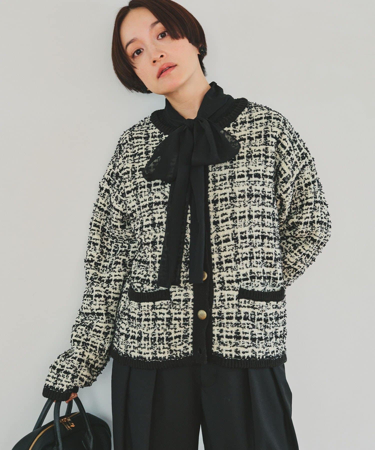 PUAL CE CIN(ピュアルセシン) シアーリボンタイ2WAYブラウス