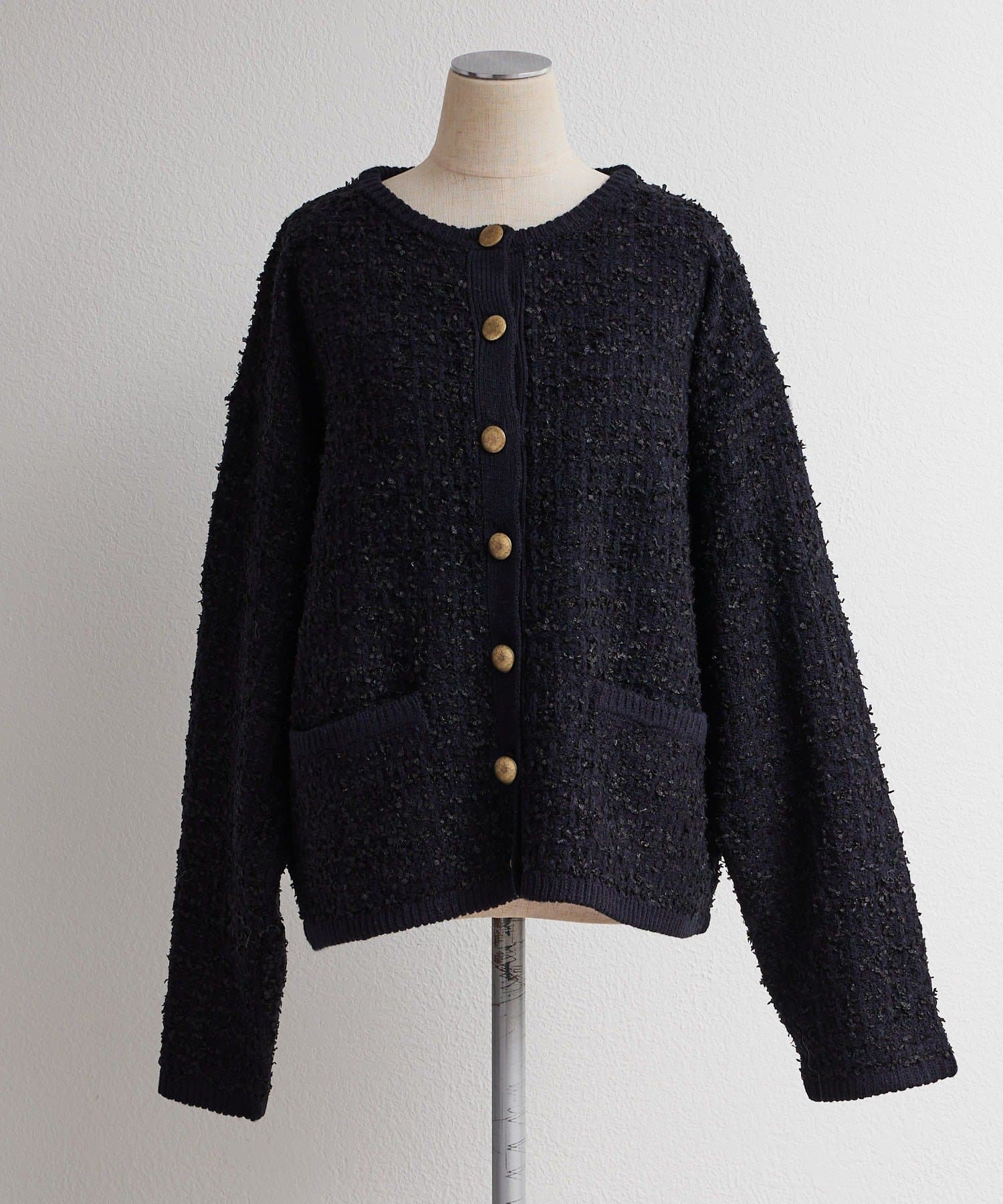 PUAL CE CIN(ピュアルセシン) ツィードライクニットカーディガン