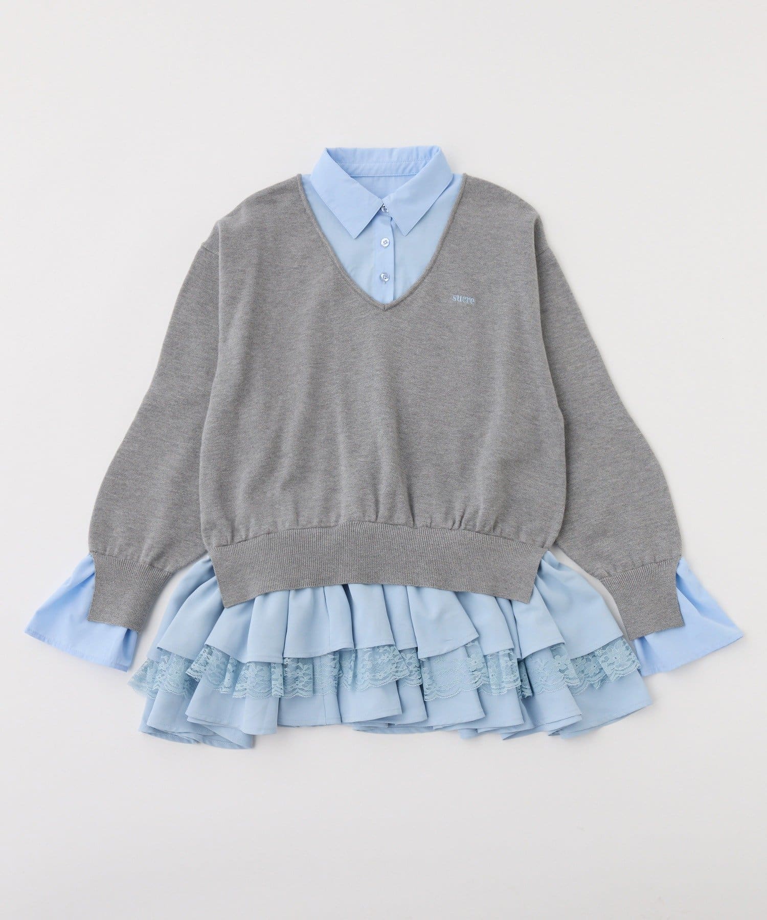 one after another NICE CLAUP(ワンアフターアナザー ナイスクラップ) 【お気に入り総選挙5位】ニットドッキングチュニックシャツワンピ