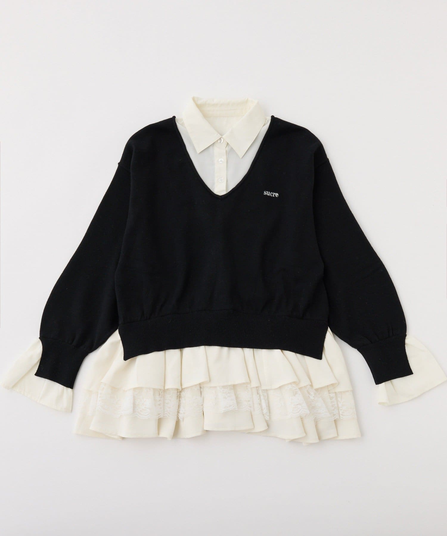 one after another NICE CLAUP(ワンアフターアナザー ナイスクラップ) 【お気に入り総選挙5位】ニットドッキングチュニックシャツワンピ