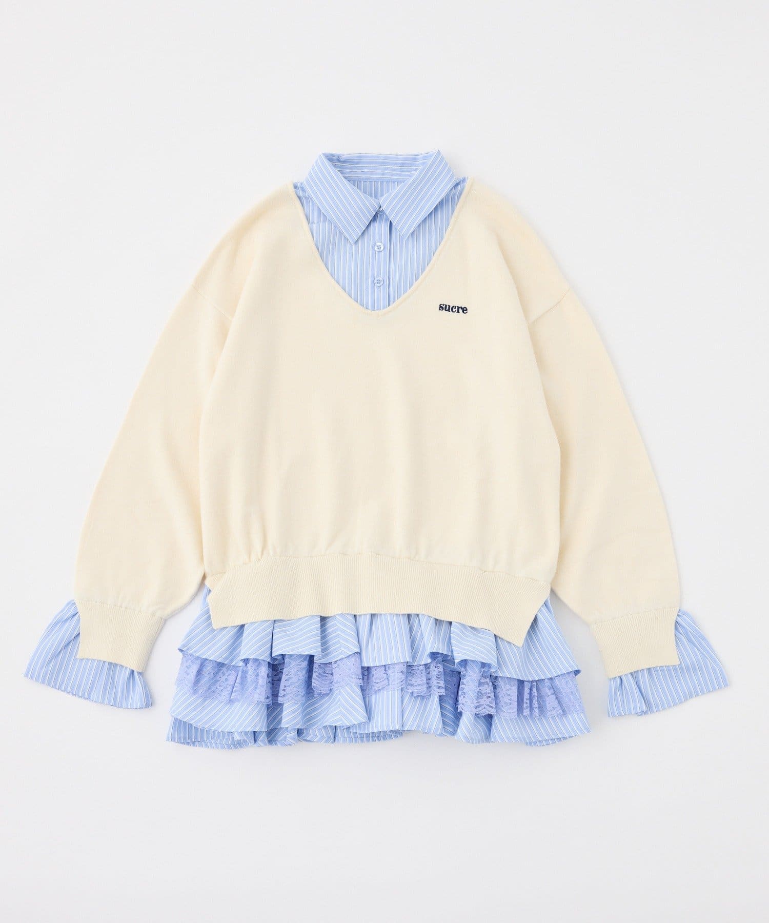 one after another NICE CLAUP(ワンアフターアナザー ナイスクラップ) ニットドッキングチュニックシャツワンピ