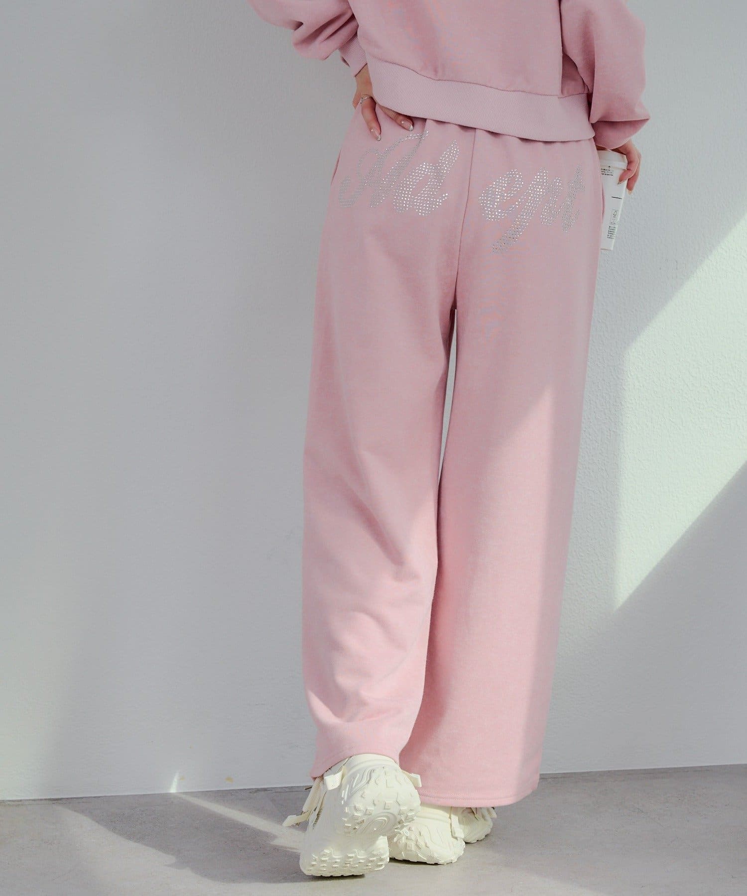 NICE CLAUP / OLIVE des OLIVE OUTLET(ナイスクラップ  / オリーブ デ オリーブ アウトレット) 【RMAF】バックロゴラインストーン付スウェットパンツ