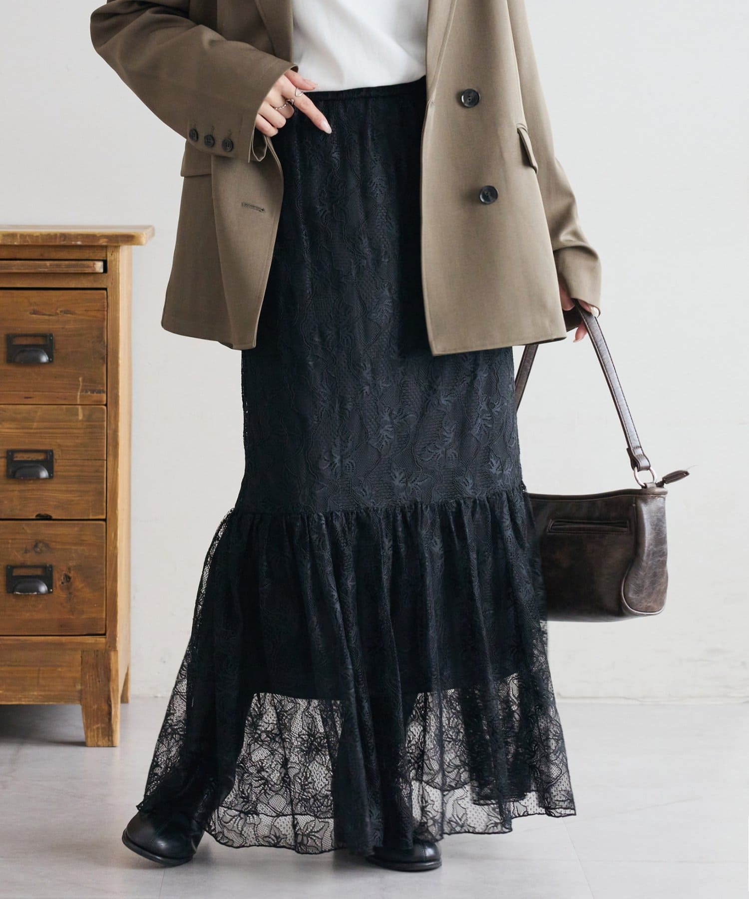 DISCOAT(ディスコート) 【SS先行予約】レース切替ギャザースカート