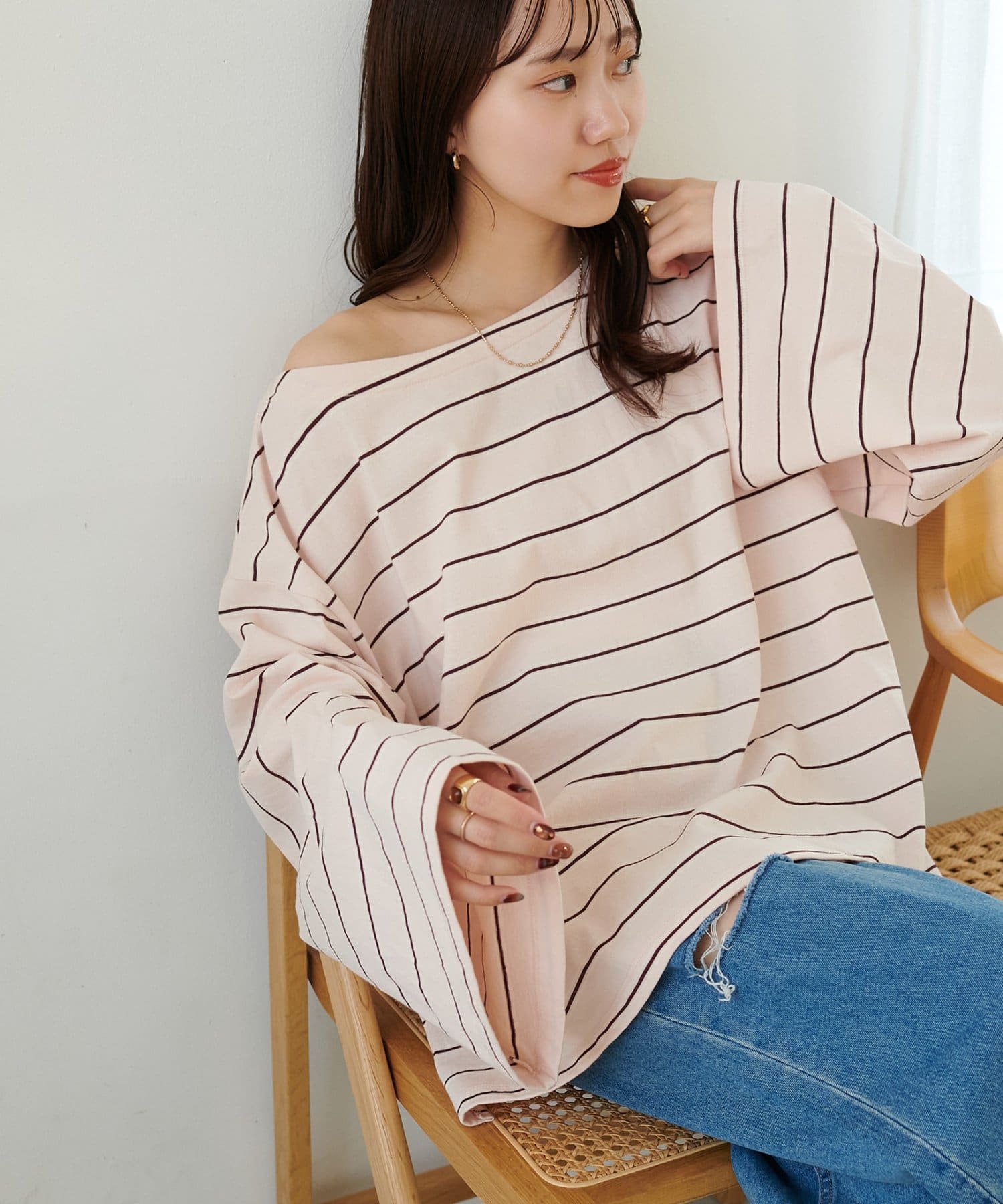 DISCOAT(ディスコート) 【SS先行予約】2WAYワンショルボーダープルオーバー《WEB限定カラーあり》