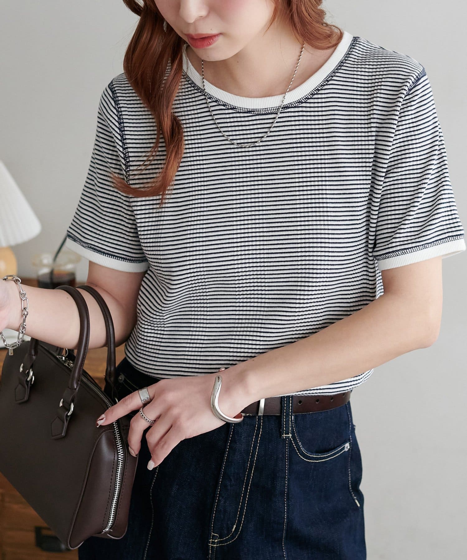 DISCOAT(ディスコート) リンガーボーダー5分袖