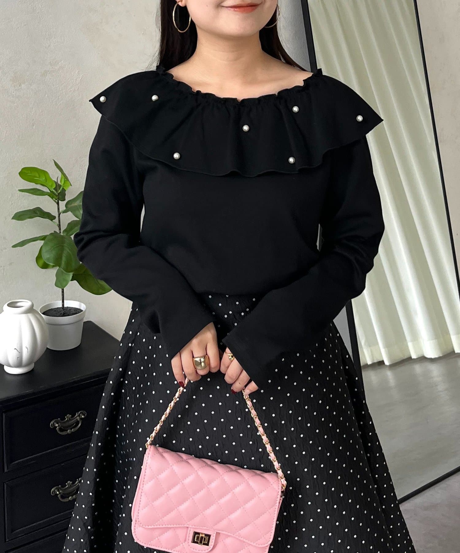 prose verse(プロズヴェール) 【春服総選挙対象商品)】オフショル2wayえりパールロンT