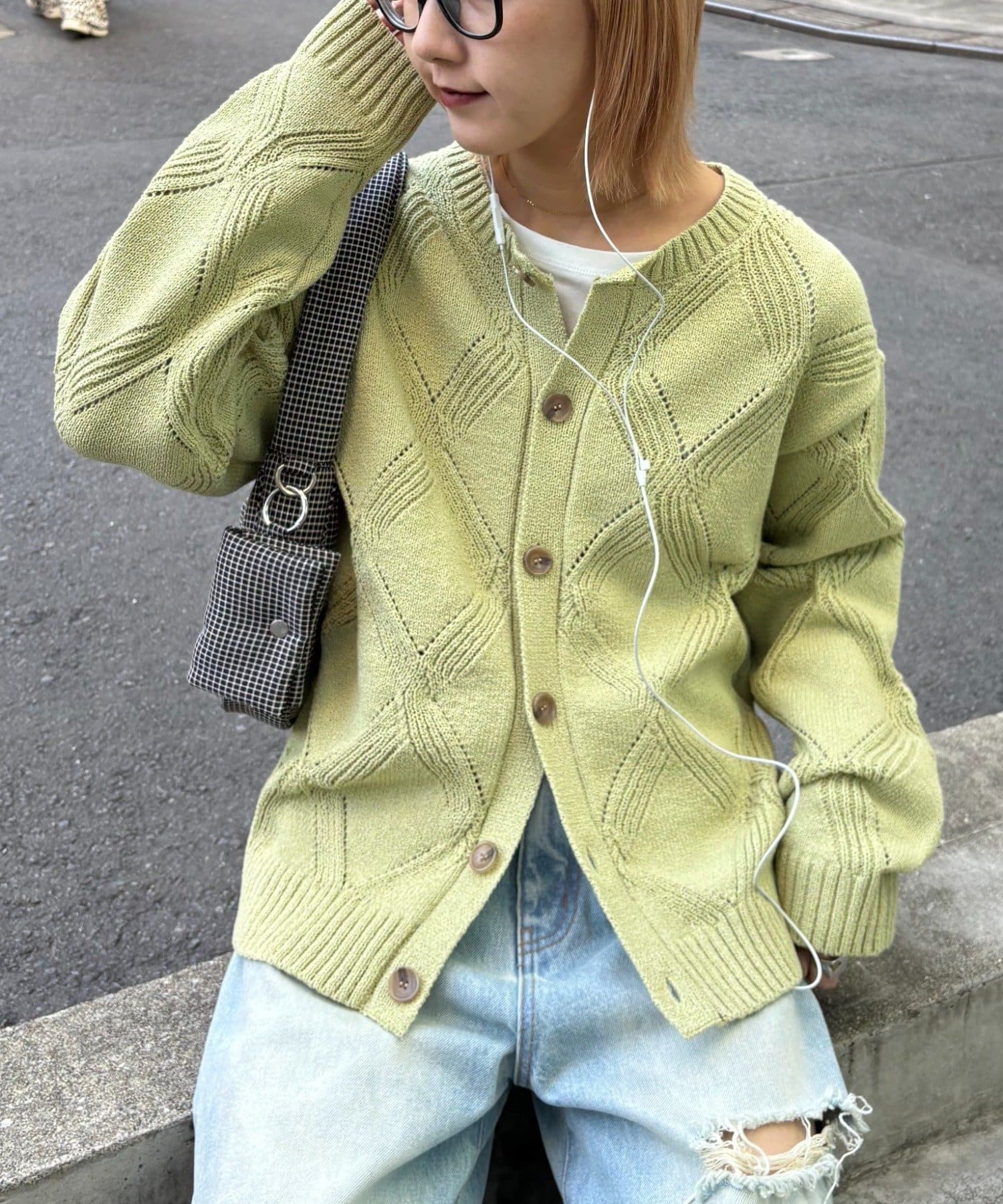 CIAOPANIC TYPY(チャオパニックティピー) ≪26SS展示会アイテム≫【UNISEX】ダイヤメッシュクルーネックカーディガン