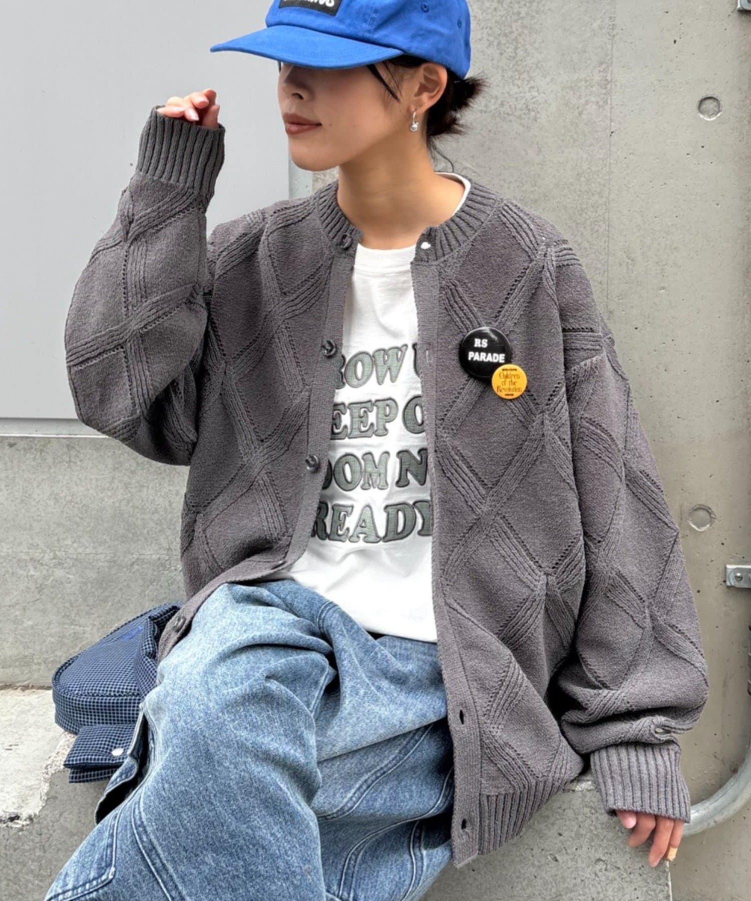 CIAOPANIC TYPY(チャオパニックティピー) ≪26SS展示会アイテム≫【UNISEX】ダイヤメッシュクルーネックカーディガン