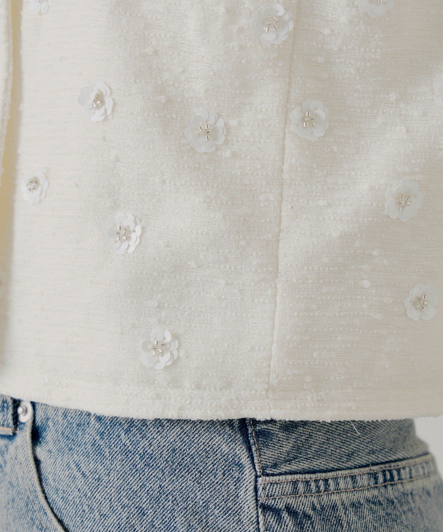 Chico(チコ) 【SALON by Chico】フラワービジューツイードクルージャケット