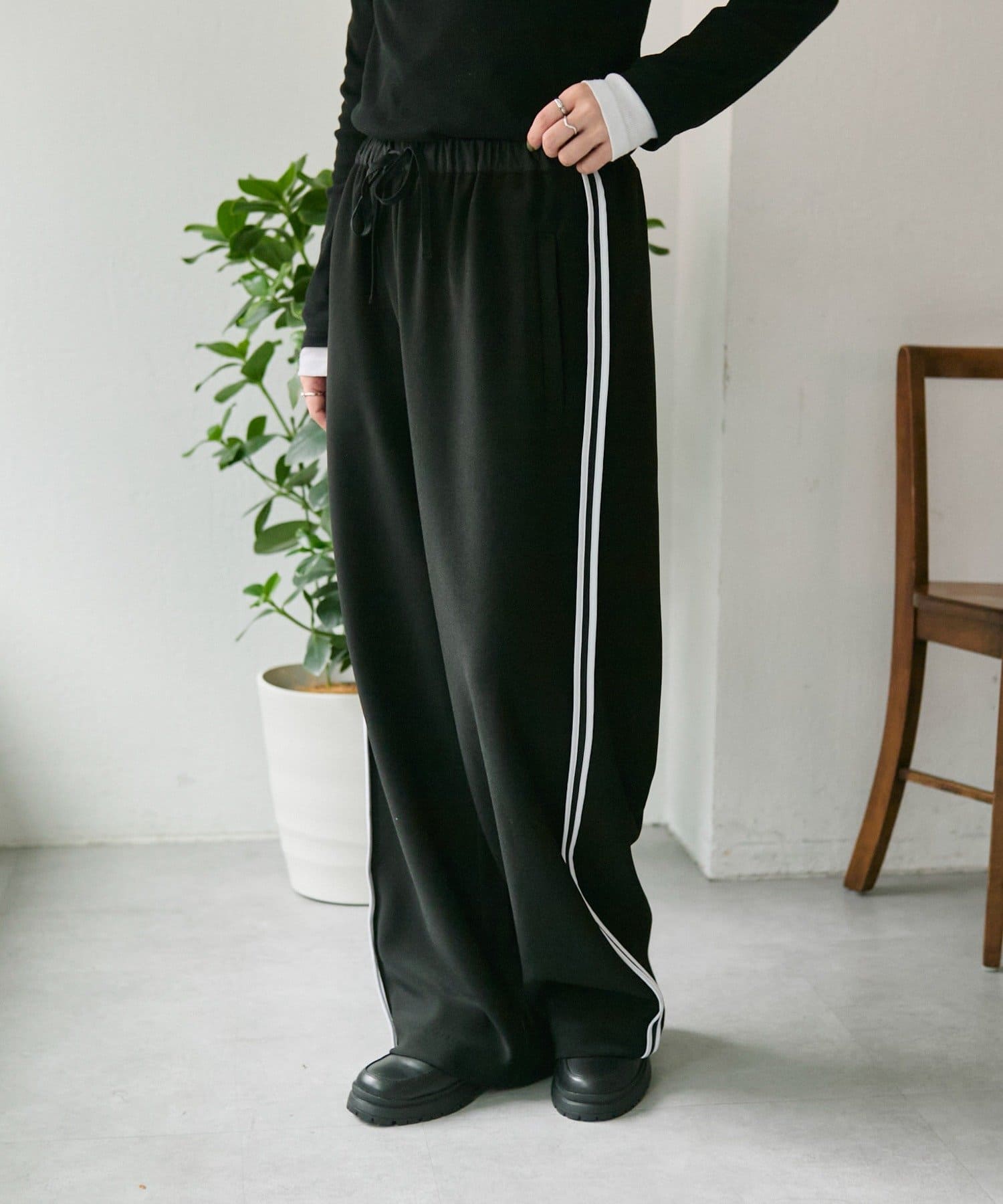 ear PAPILLONNER(イア パピヨネ) 《伸縮性あり/ウエスト総ゴム》ダブルラインパンツ【SUM1 STYLE(スミスタイル)】