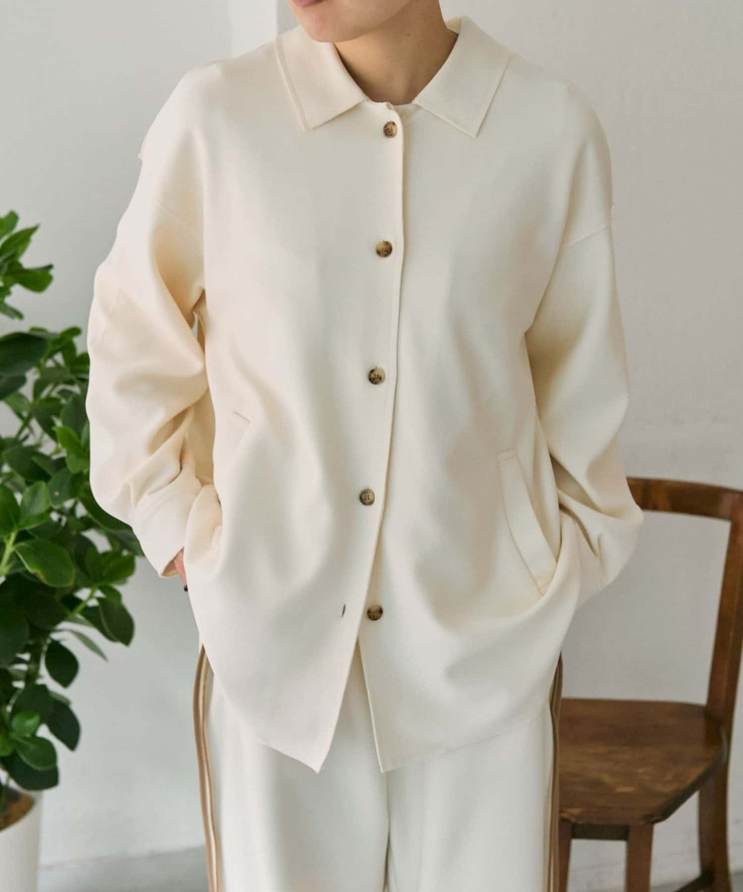 ear PAPILLONNER(イア パピヨネ) 《伸縮性あり》シャツライクアウター/トップス【SUM1 STYLE(スミスタイル)】