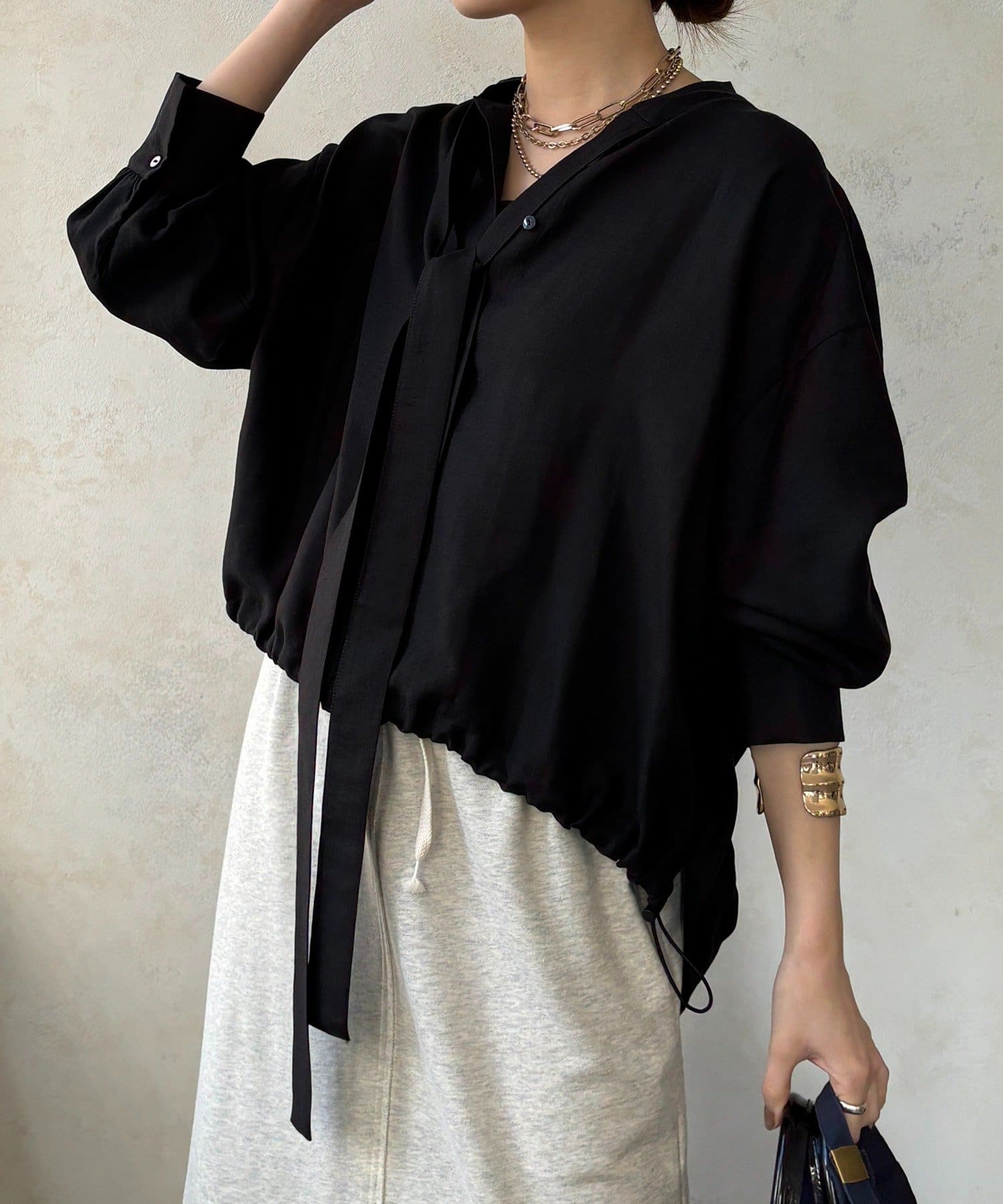 DOUDOU(ドゥドゥ) 棒タイスピンドルシャツ