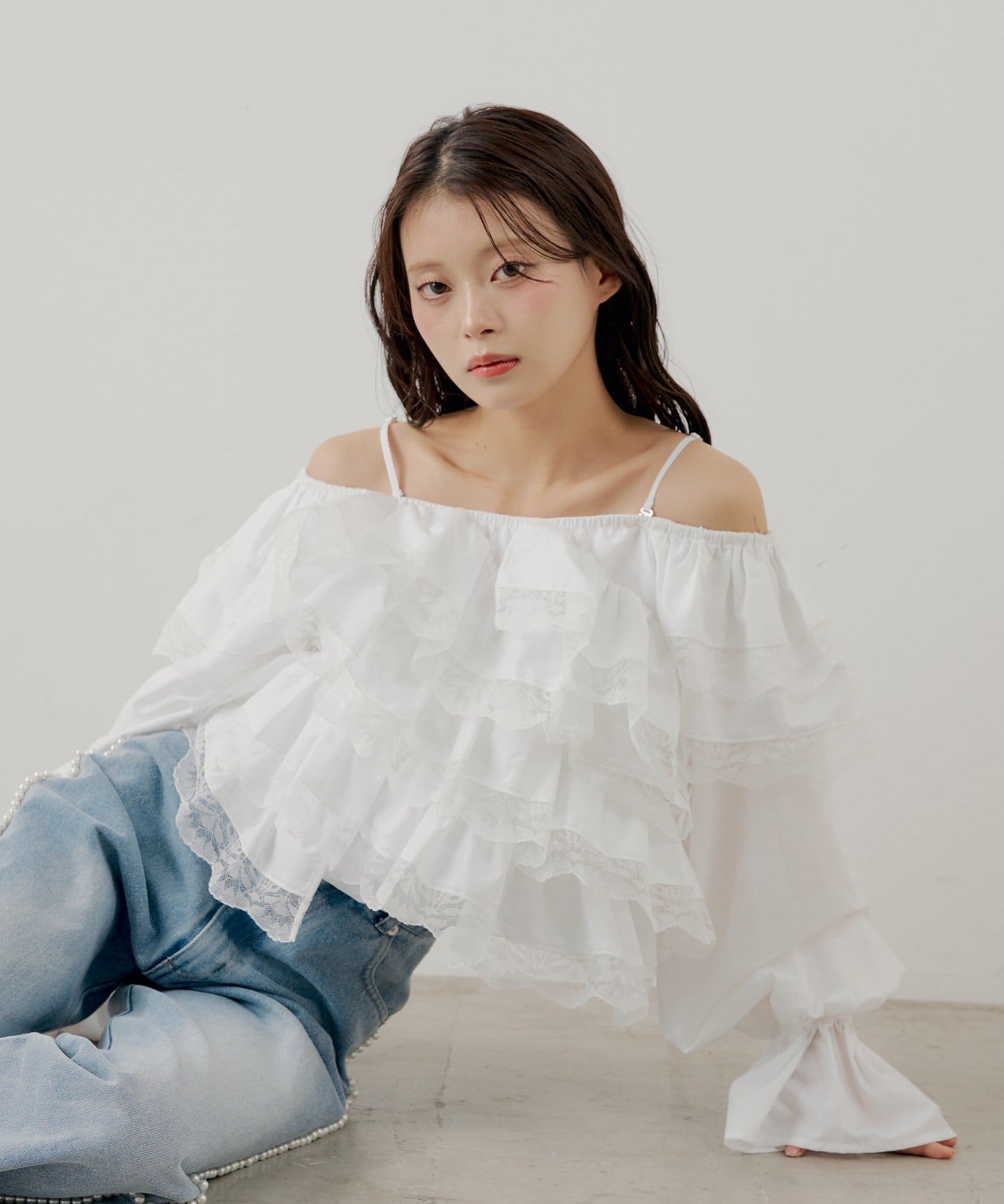 Chico(チコ) 【SALON by Chico】ボリュームフリルレースブラウス