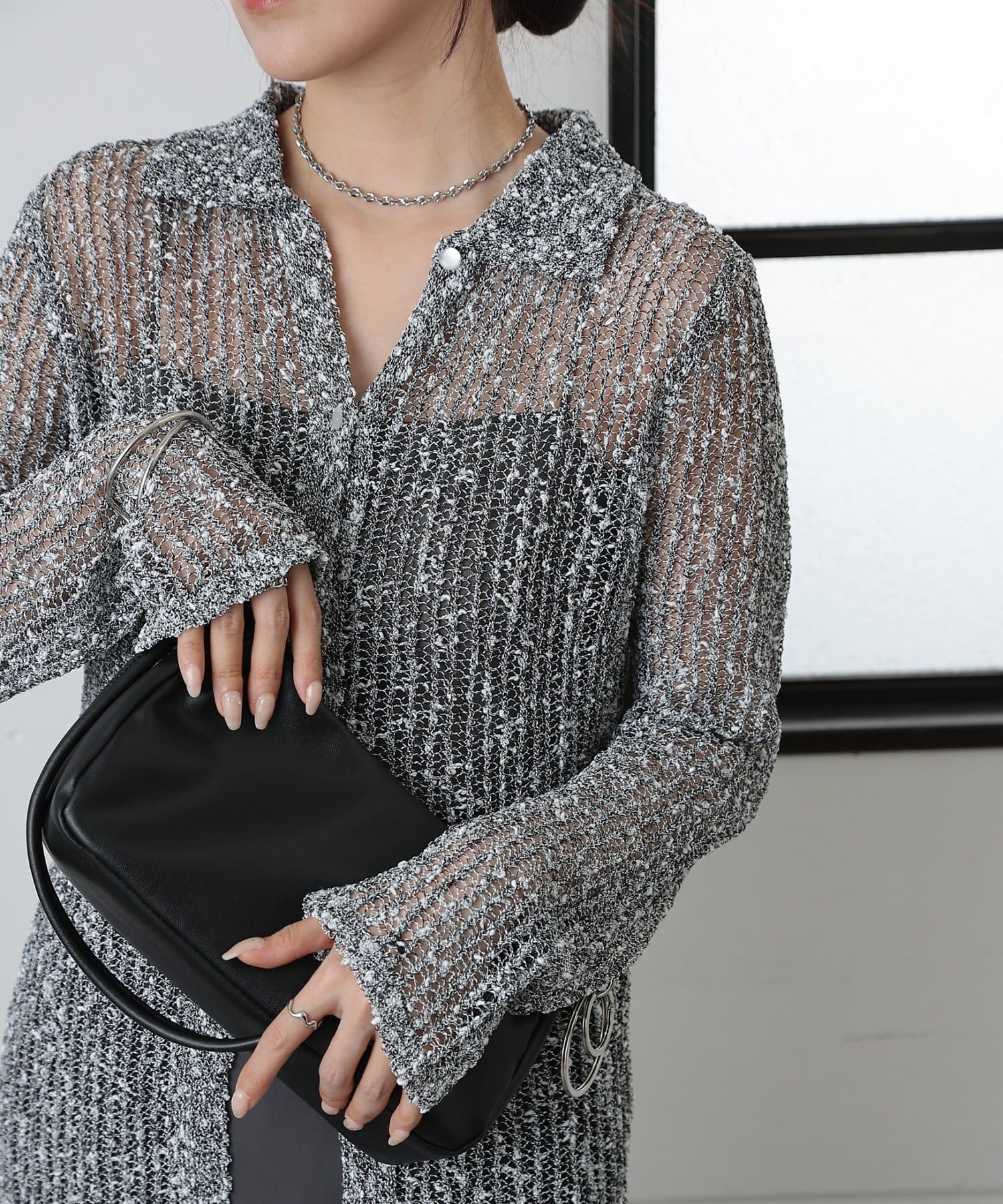 COLONY 2139(コロニー トゥーワンスリーナイン) ネップ透かし編みカーディガン