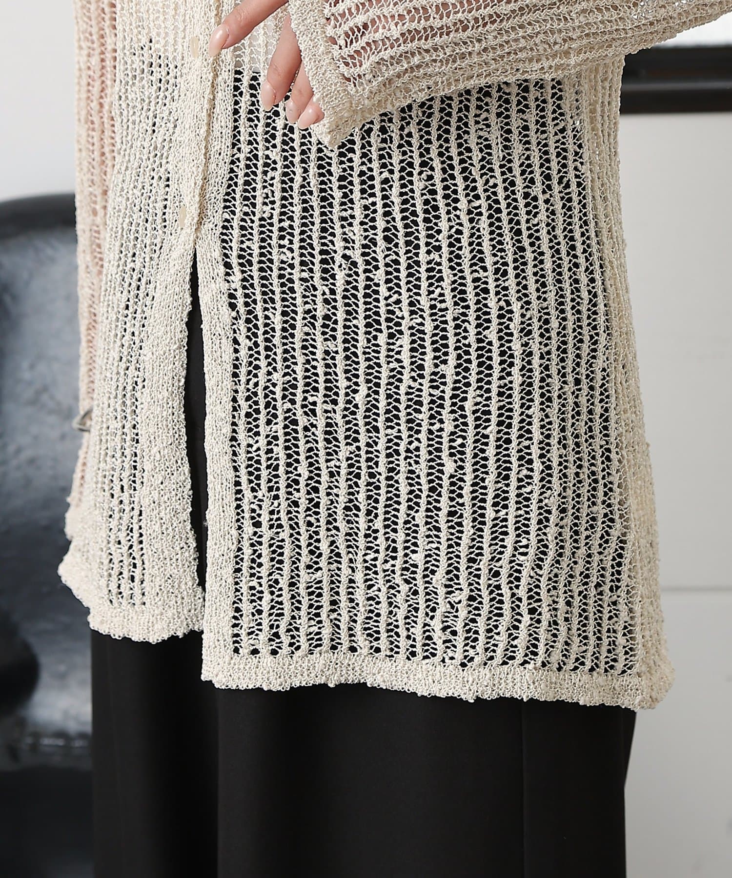 COLONY 2139(コロニー トゥーワンスリーナイン) ネップ透かし編みカーディガン