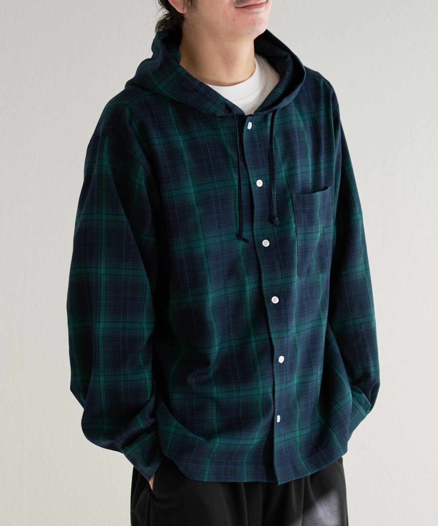 Kastane(カスタネ) 【ユニセックス】BM チェックフードシャツ