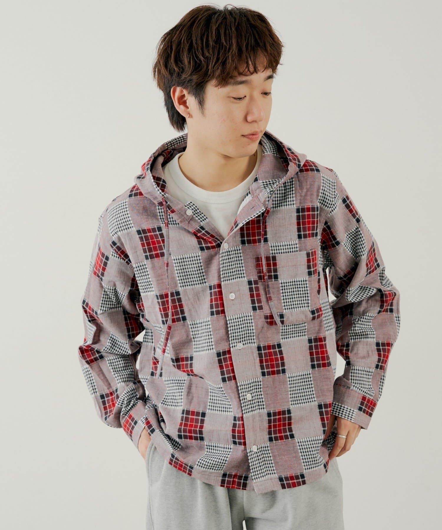 Kastane(カスタネ) 【新色追加/4色展開/ユニセックス】BM チェックフードシャツ