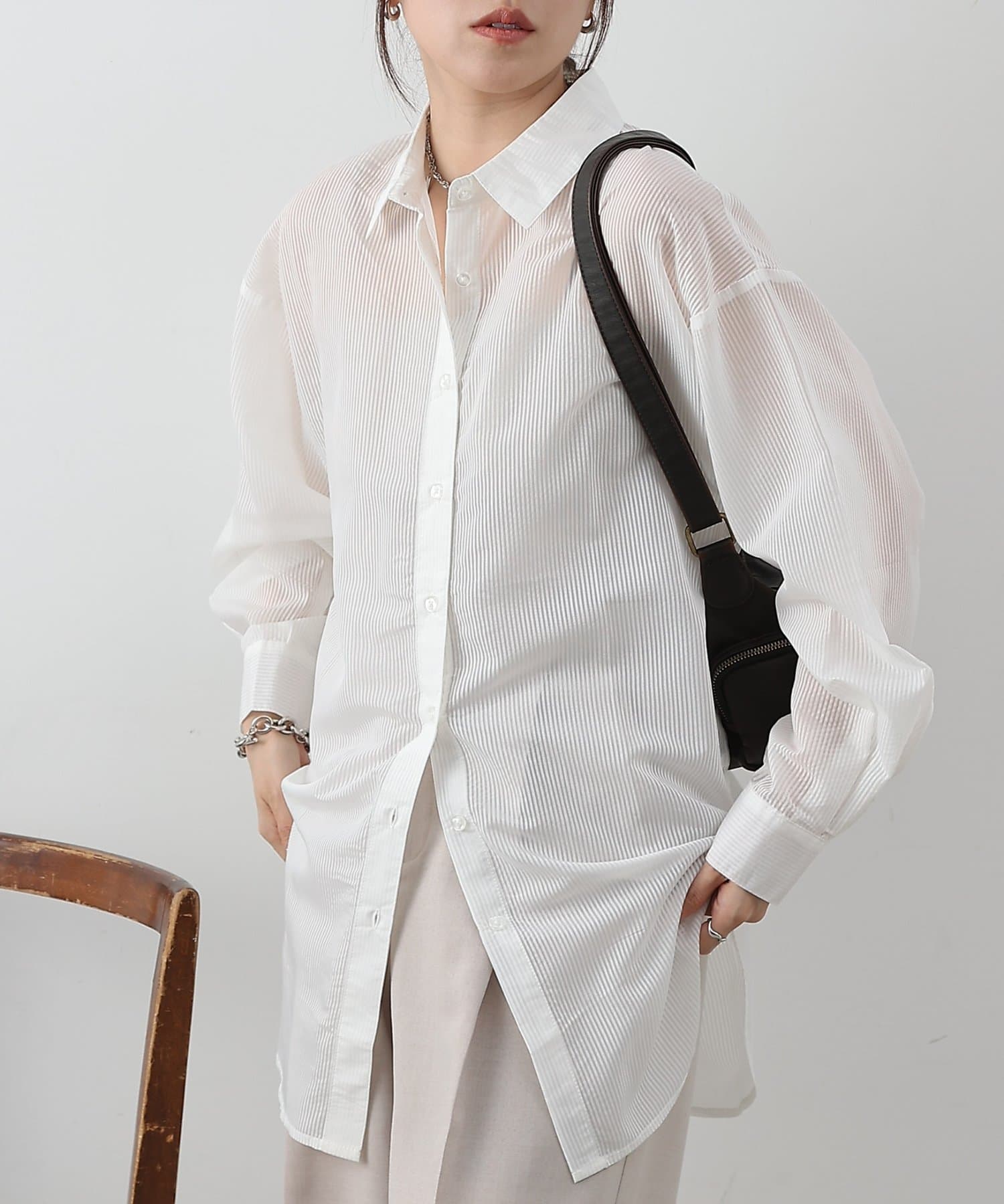 COLONY 2139(コロニー トゥーワンスリーナイン) 【リバイバル/新色追加】シアーストライプ長袖シャツ