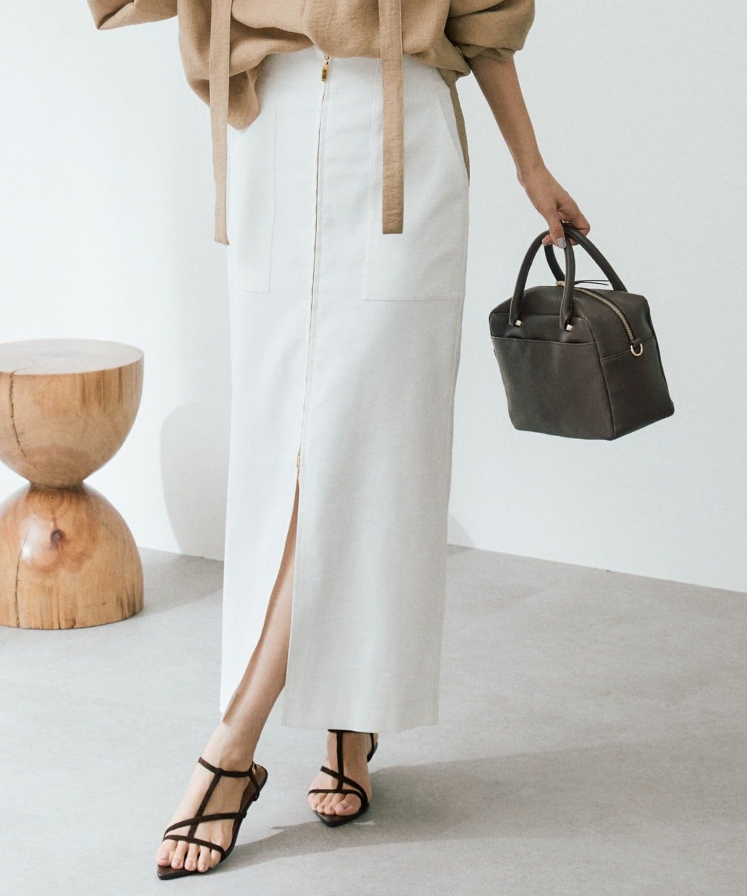 RIVE DROITE(リヴドロワ) 予約【ウオッシャブル/多機能】フロントZIPタイトスカート