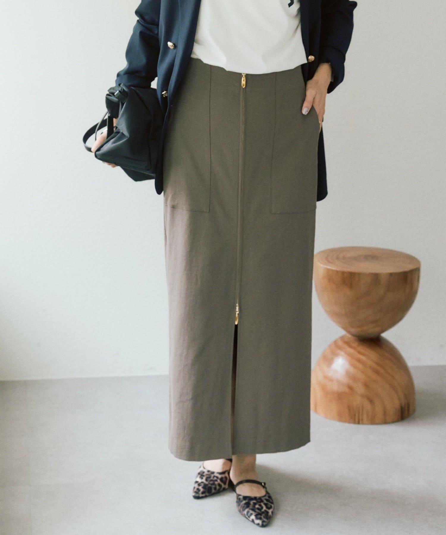 RIVE DROITE(リヴドロワ) 予約【ウオッシャブル/多機能】フロントZIPタイトスカート