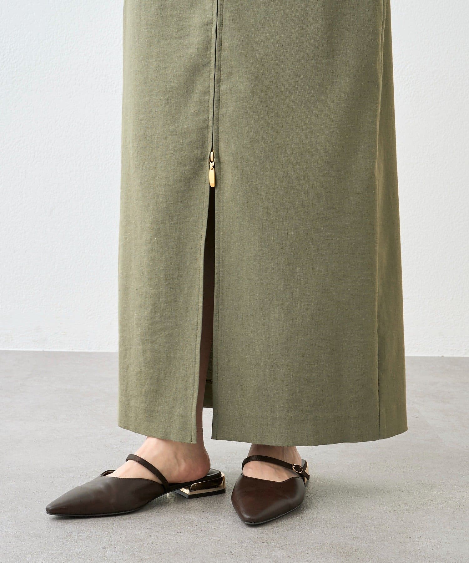 RIVE DROITE(リヴドロワ) 予約【ウオッシャブル/多機能】フロントZIPタイトスカート