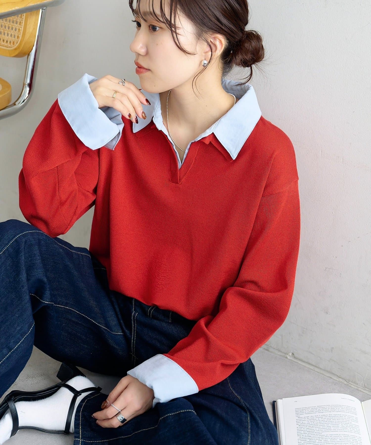 DISCOAT(ディスコート) 【SS先行予約】シャツレイヤード風プルオーバー