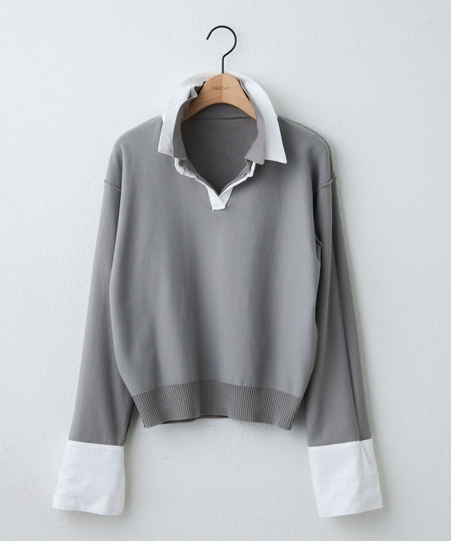 DISCOAT(ディスコート) 【簡単におしゃれ見え】シャツレイヤード風プルオーバー