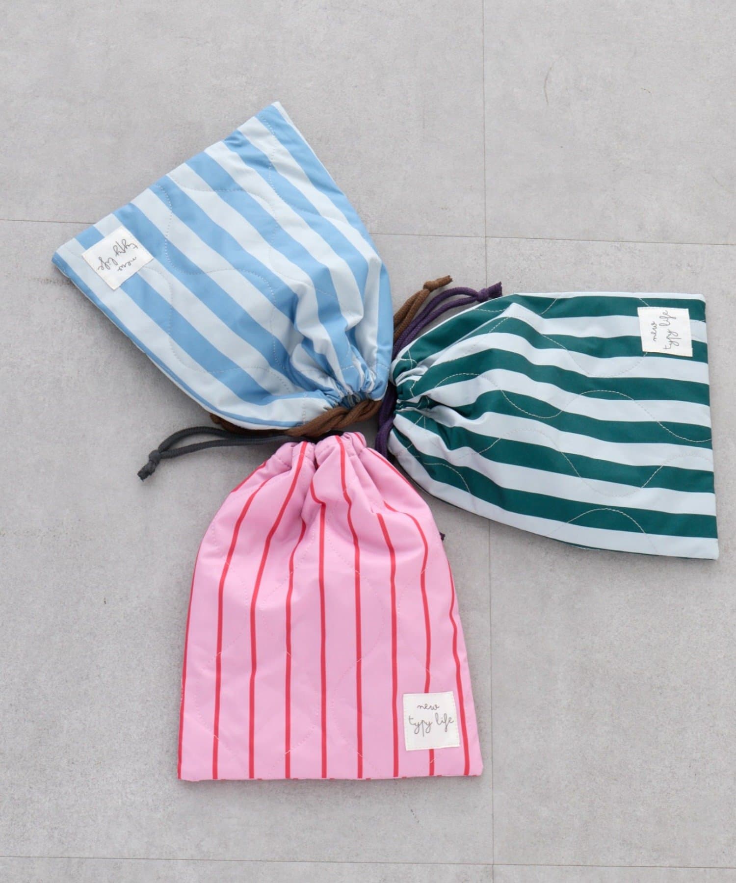 CIAOPANIC TYPY(チャオパニックティピー) 【KIDS】【新生活・入学準備】洗えるストライプ柄マルチウェイ巾着袋(ユニセックス)