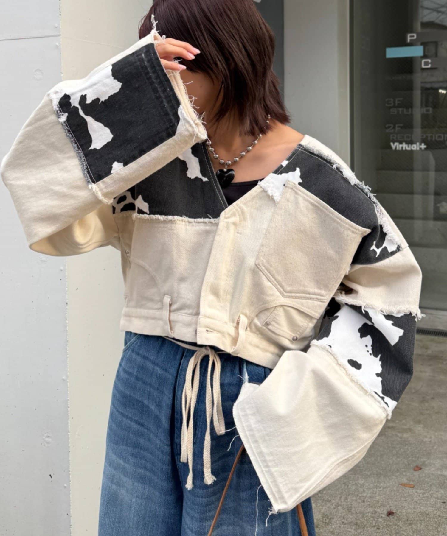 CIAOPANIC TYPY(チャオパニックティピー) ≪26SS展示会アイテム≫【etsinta/エシンタ】デニム切り替えショートジャケット